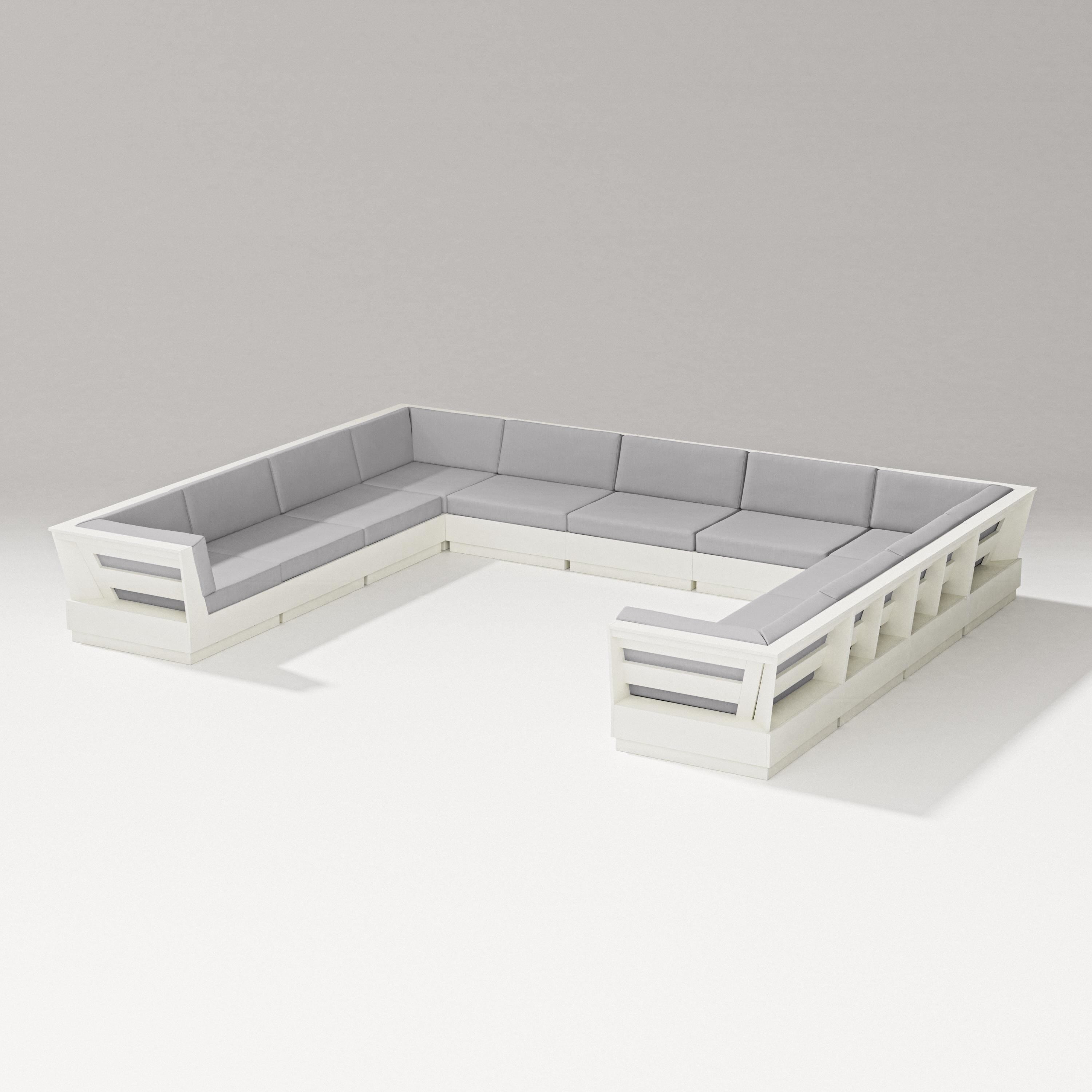 PW Designer Series Elevate Large U-Shaped Sectional in Vintage White / Granite