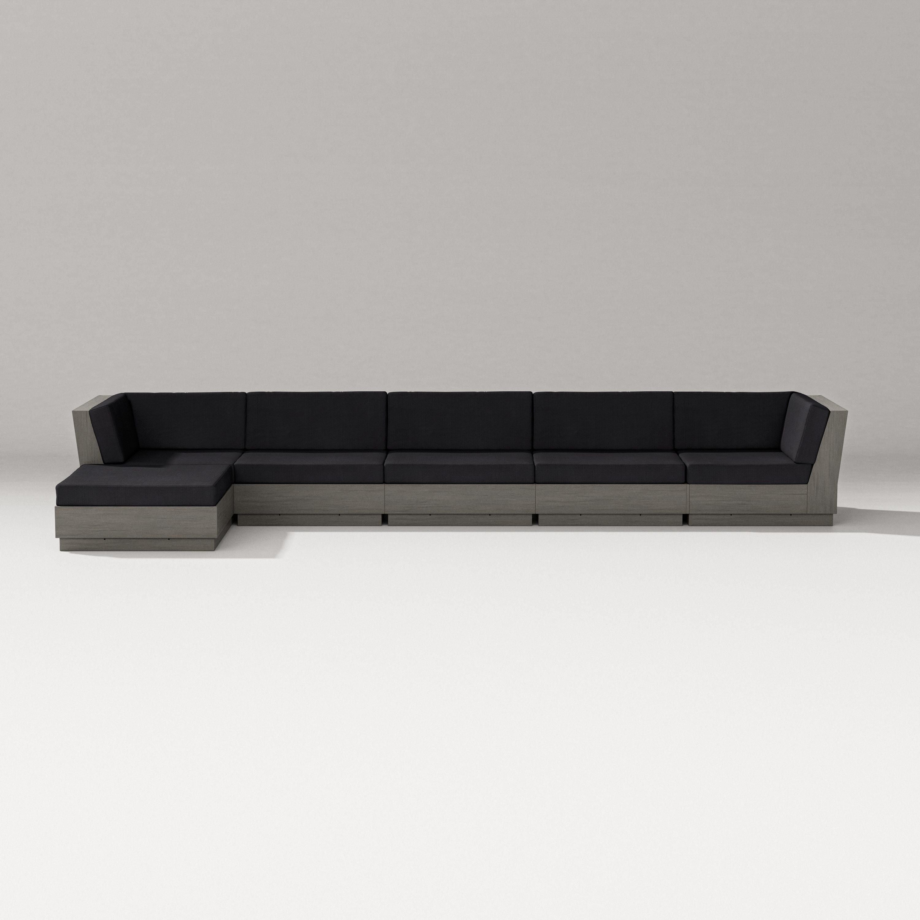 PW Designer Series Elevate 6-Piece Chaise Sectional in Driftwood / Midnight Linen