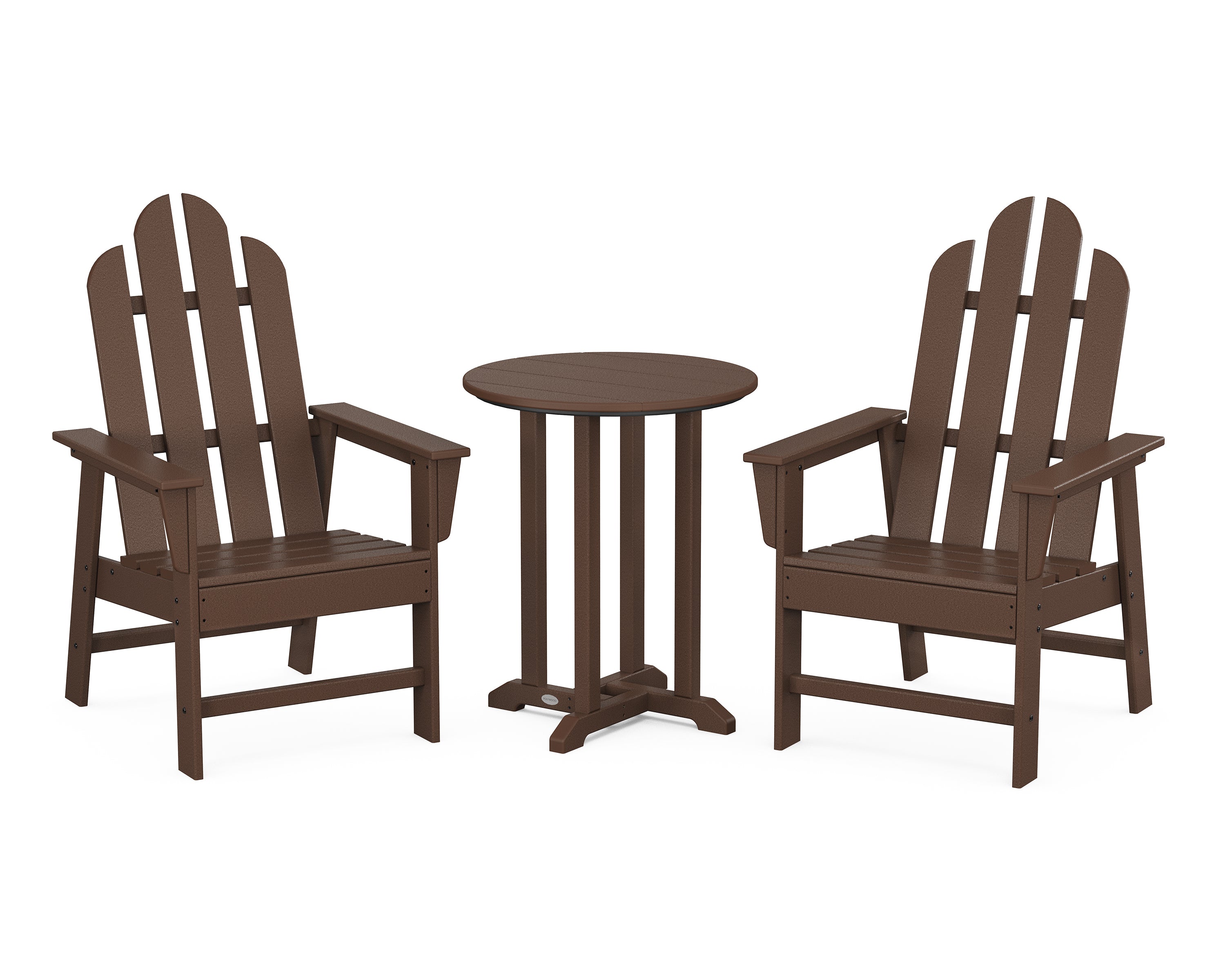 POLYWOOD Long Island 3-Piece Round Bistro Dining Set in Mahogany