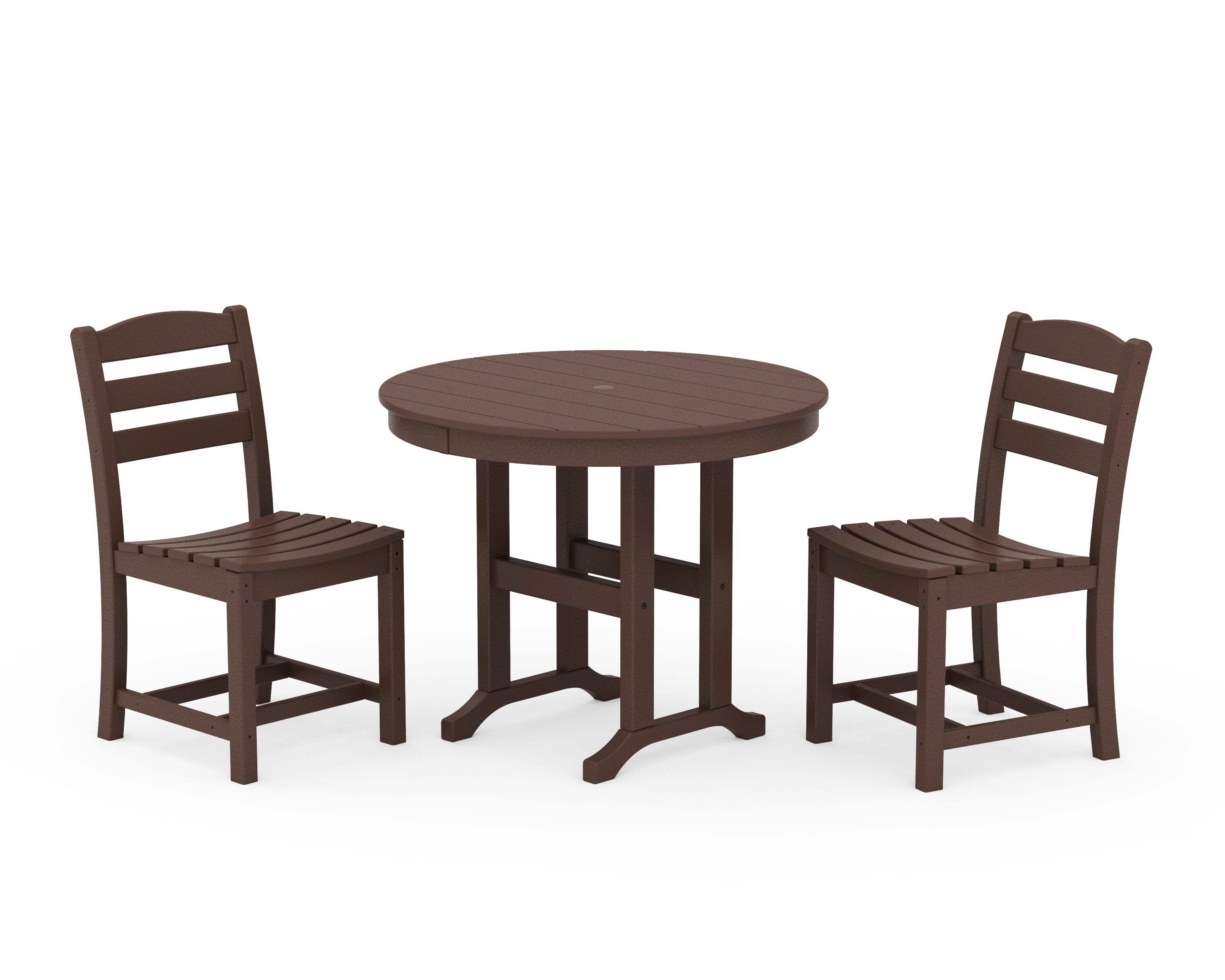 POLYWOOD La Casa Café Side Chair 3-Piece Round Dining Set in Mahogany
