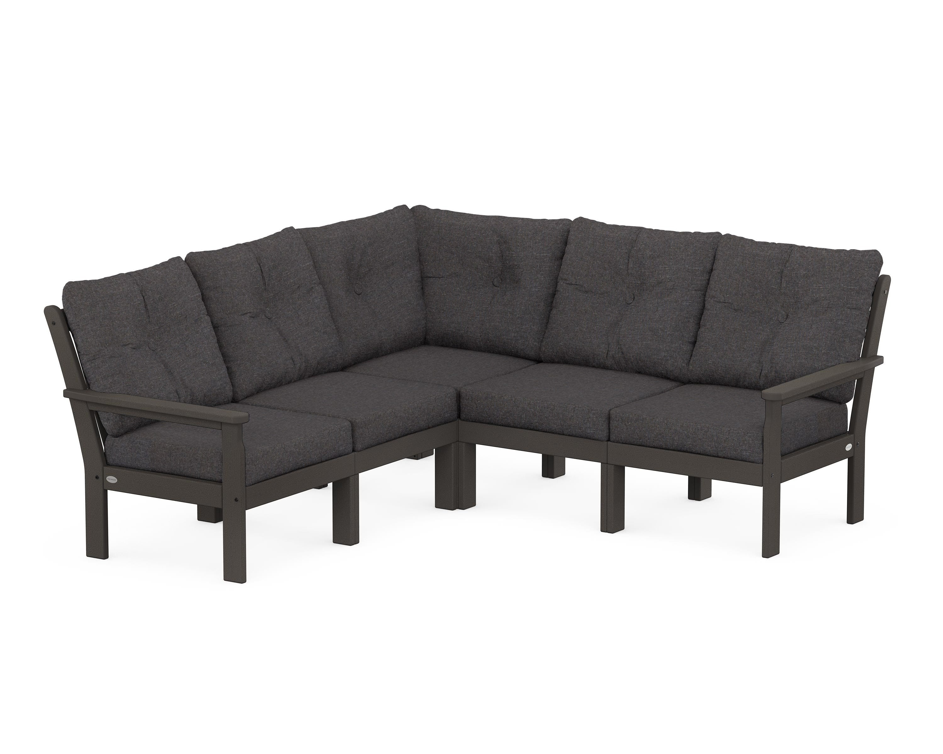 POLYWOOD Vineyard 5-Piece Sectional in Vintage Coffee / Ash Charcoal