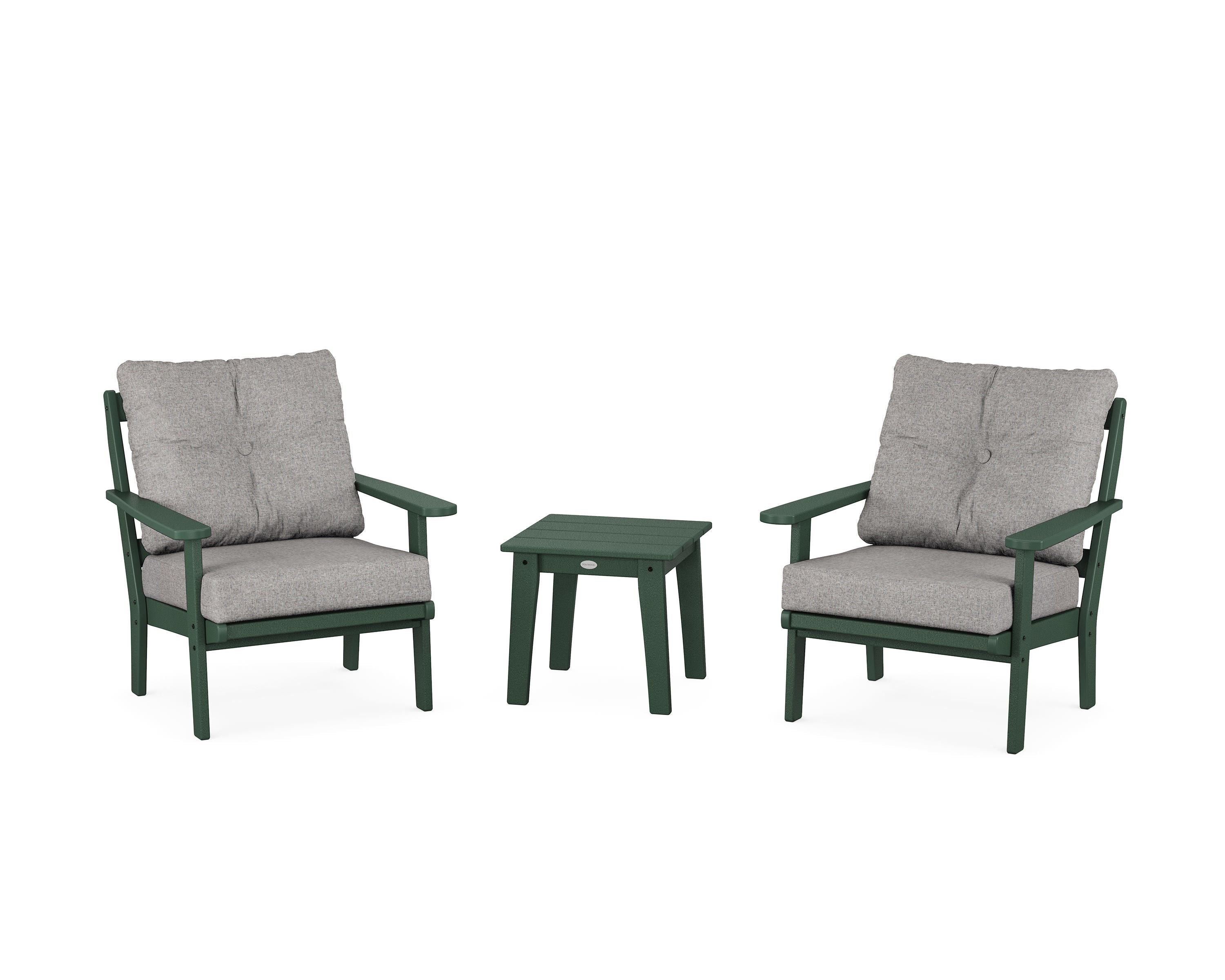 POLYWOOD Mission 3-Piece Deep Seating Set in Green / Grey Mist