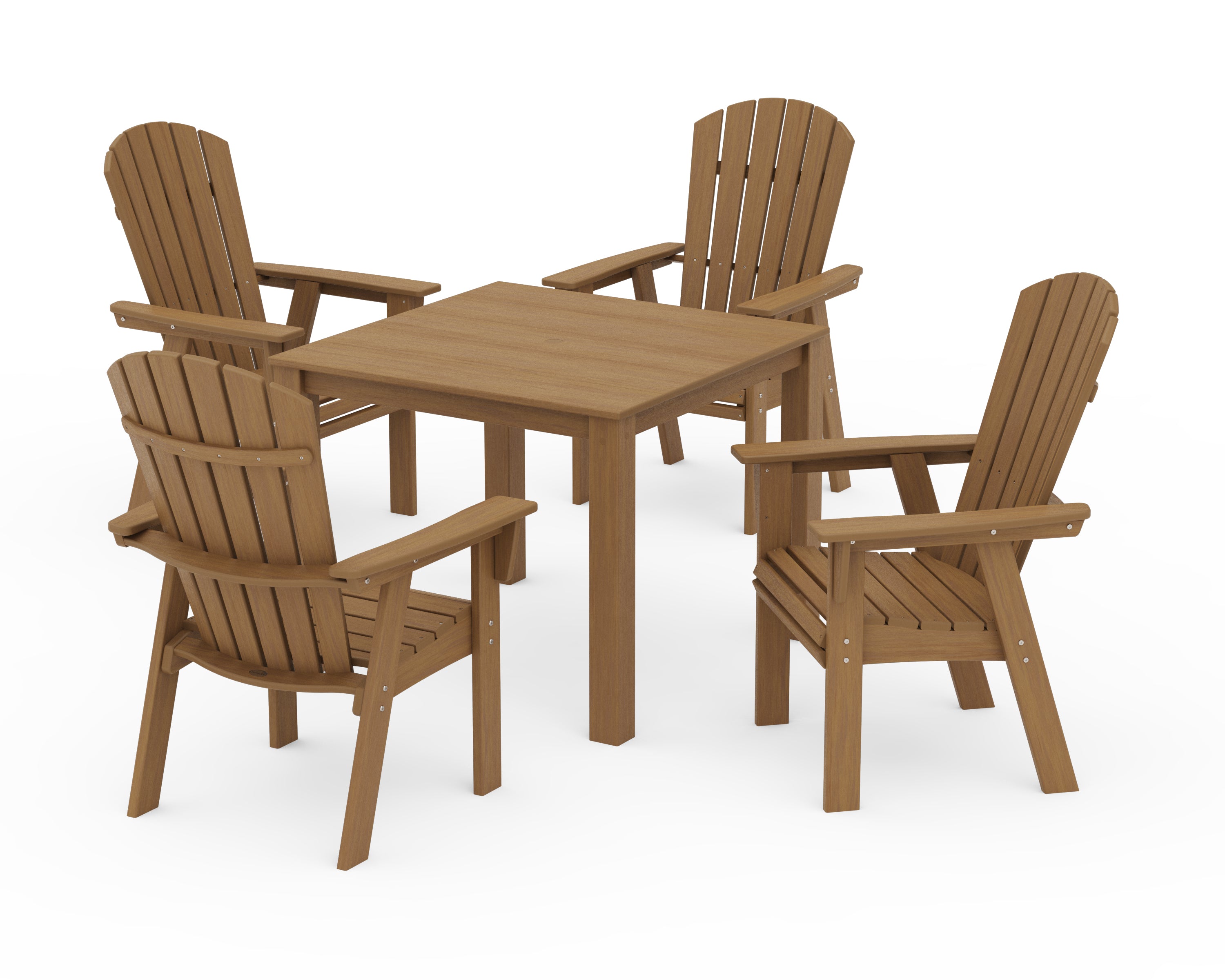 POLYWOOD Nautical Curveback Adirondack 5-Piece Parsons Dining Set in Natural