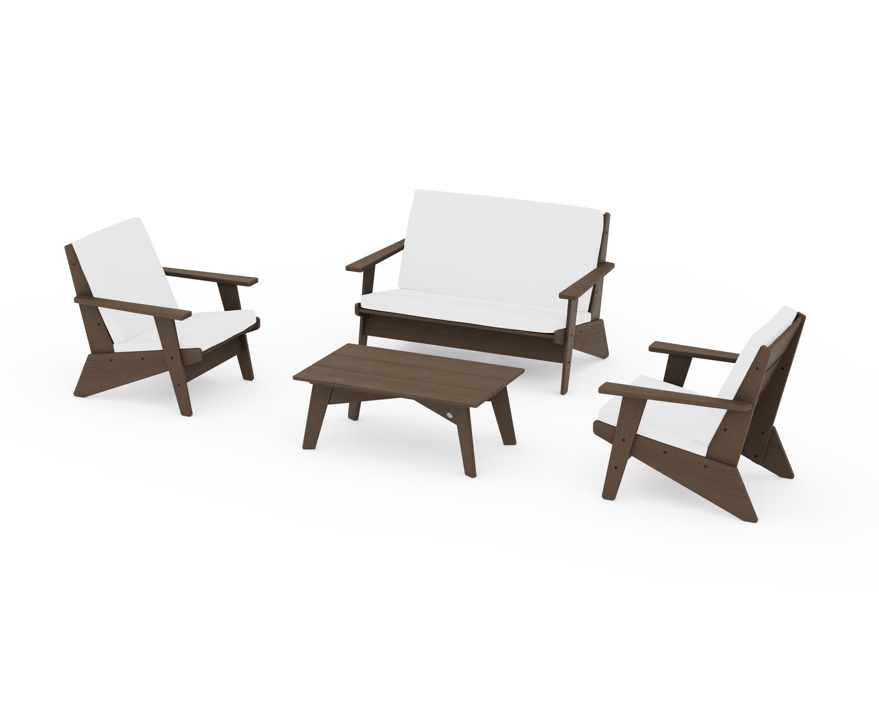 POLYWOOD Riviera Modern Lounge 4-Piece Set in Kona / Natural
