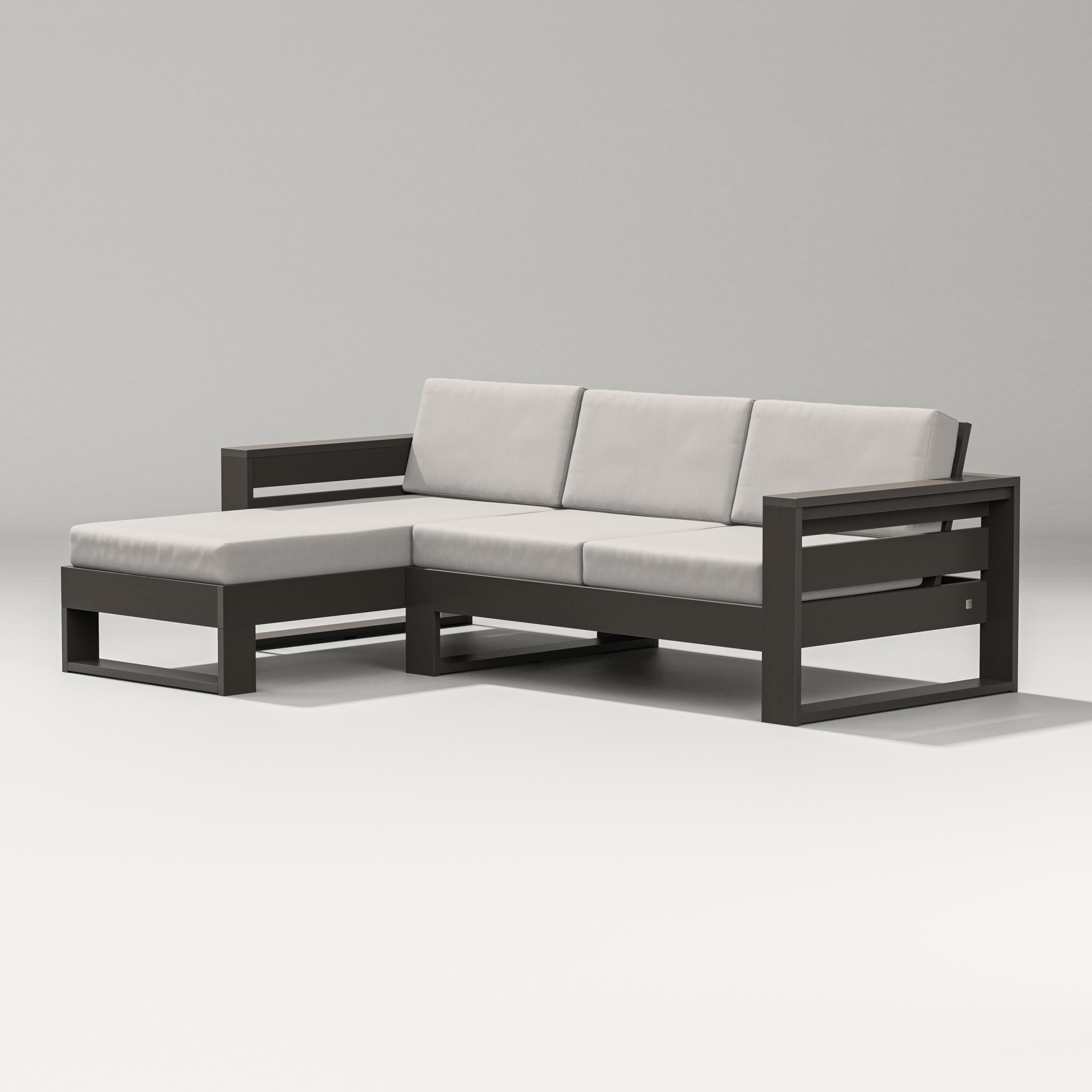 PW Designer Series Latitude Left Chaise Sectional in Vintage Coffee / Cast Ash