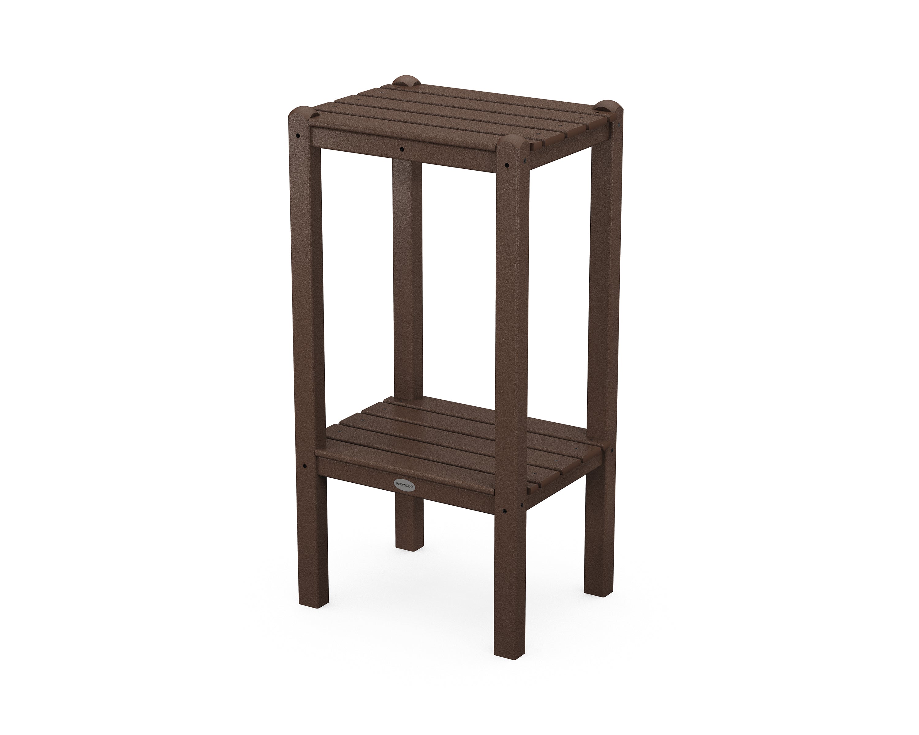 POLYWOOD Two Shelf Bar Side Table in Mahogany