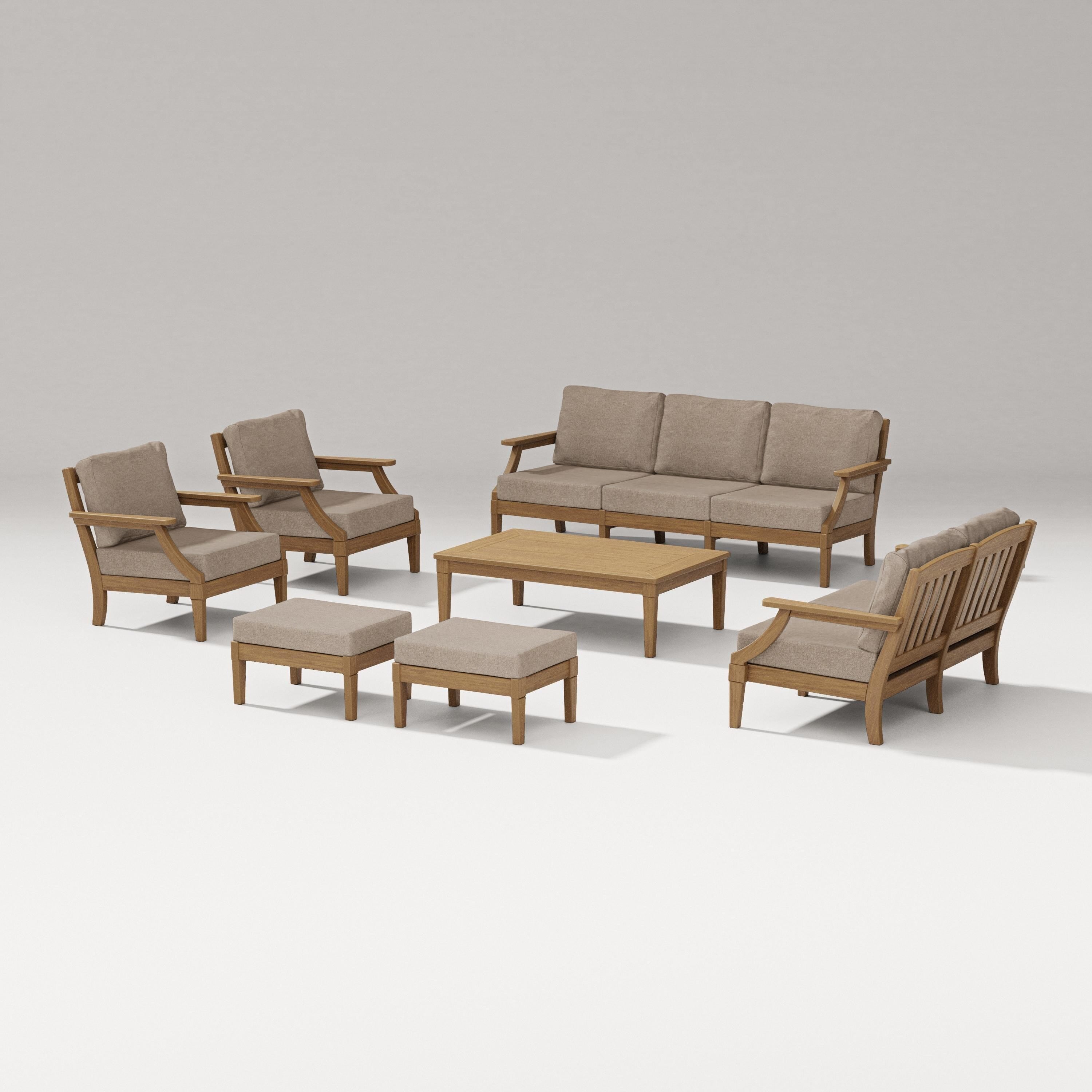 PW Designer Series Estate 7-Piece Lounge Sofa Set in Natural / Spiced Burlap
