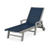 POLYWOOD Coastal Chaise with Wheels in Slate Grey / Navy Blue Sling