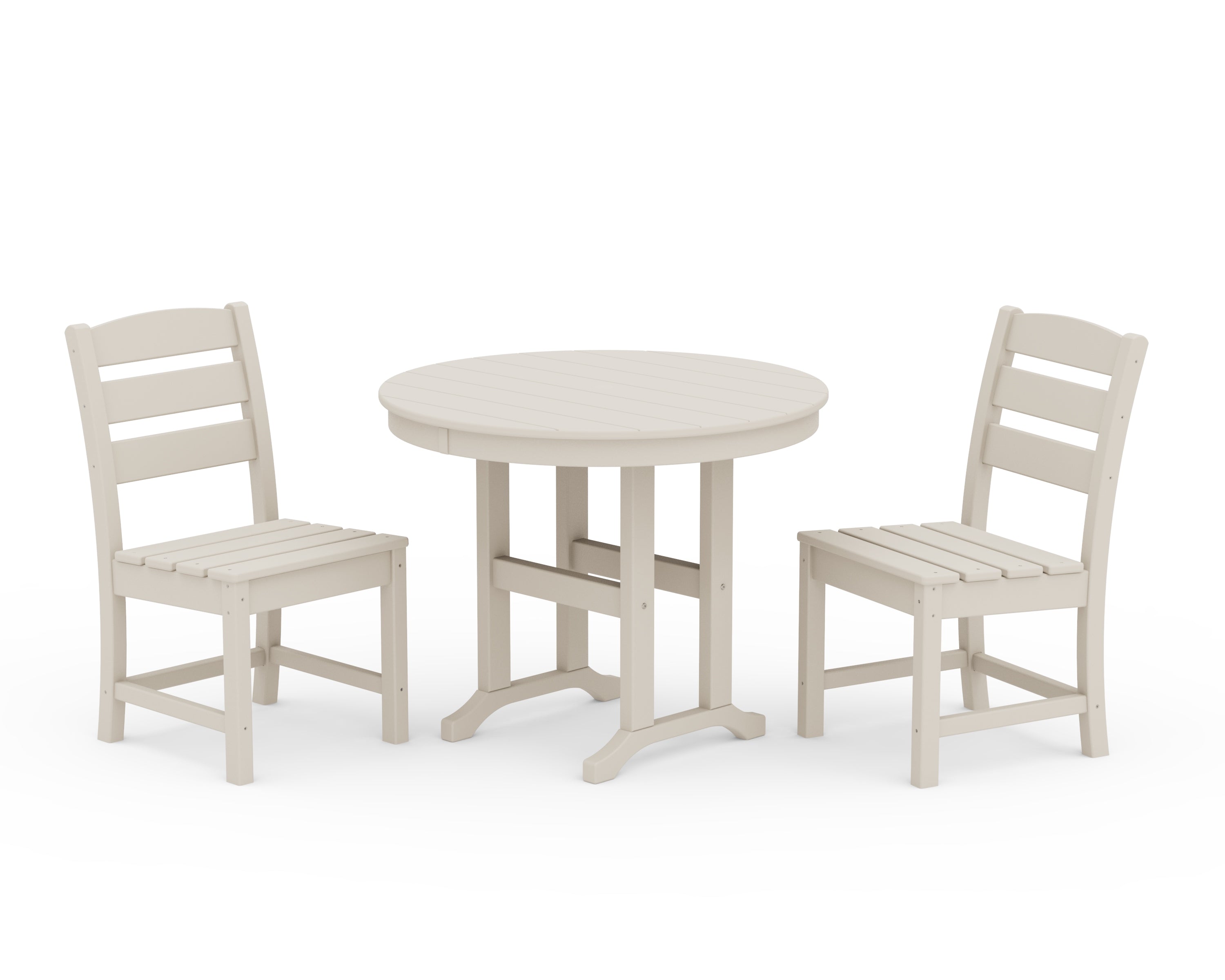POLYWOOD Lakeside Side Chair 3-Piece Round Dining Set in Sand