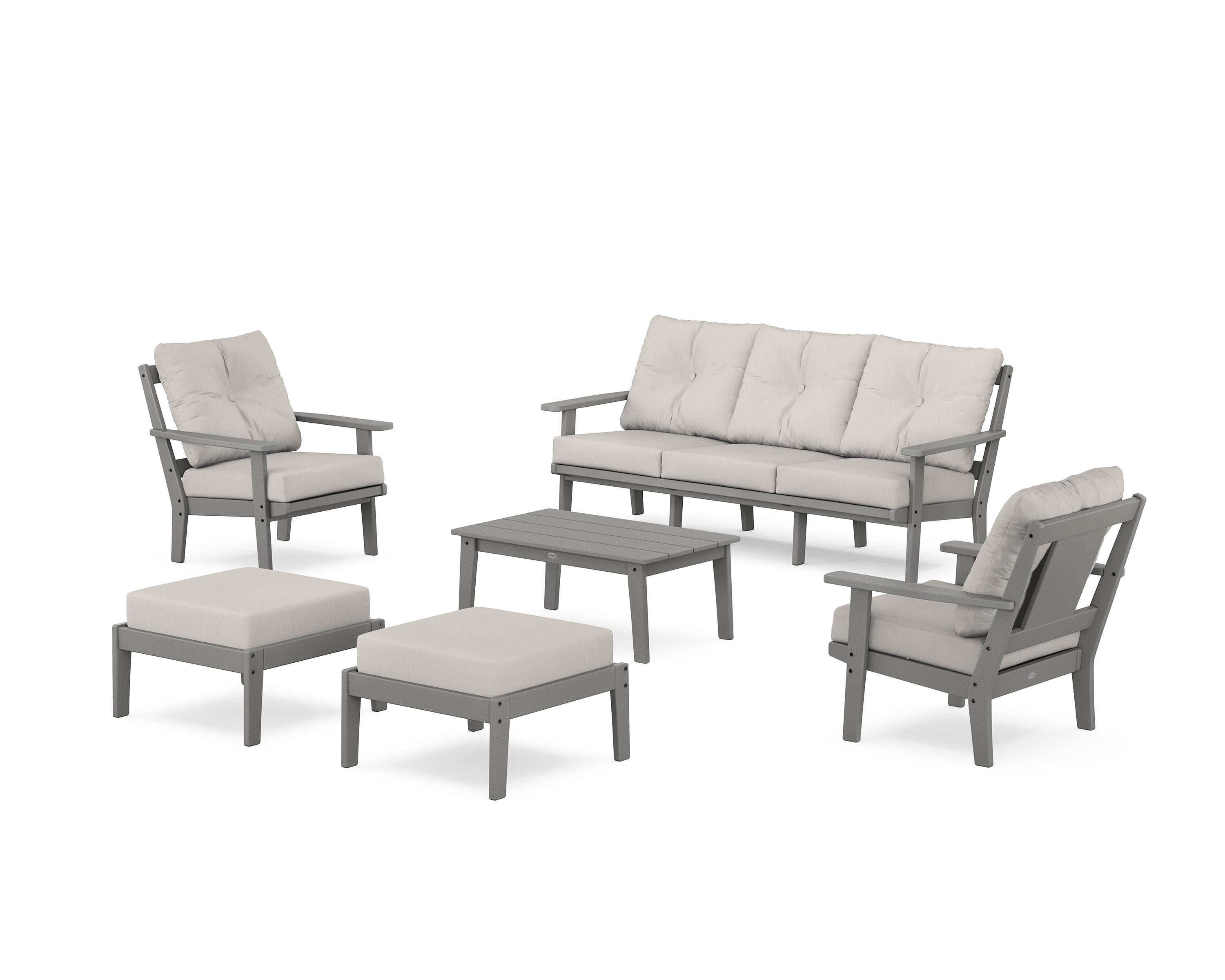 POLYWOOD Prairie 6-Piece Lounge Sofa Set in Slate Grey / Cast Ash