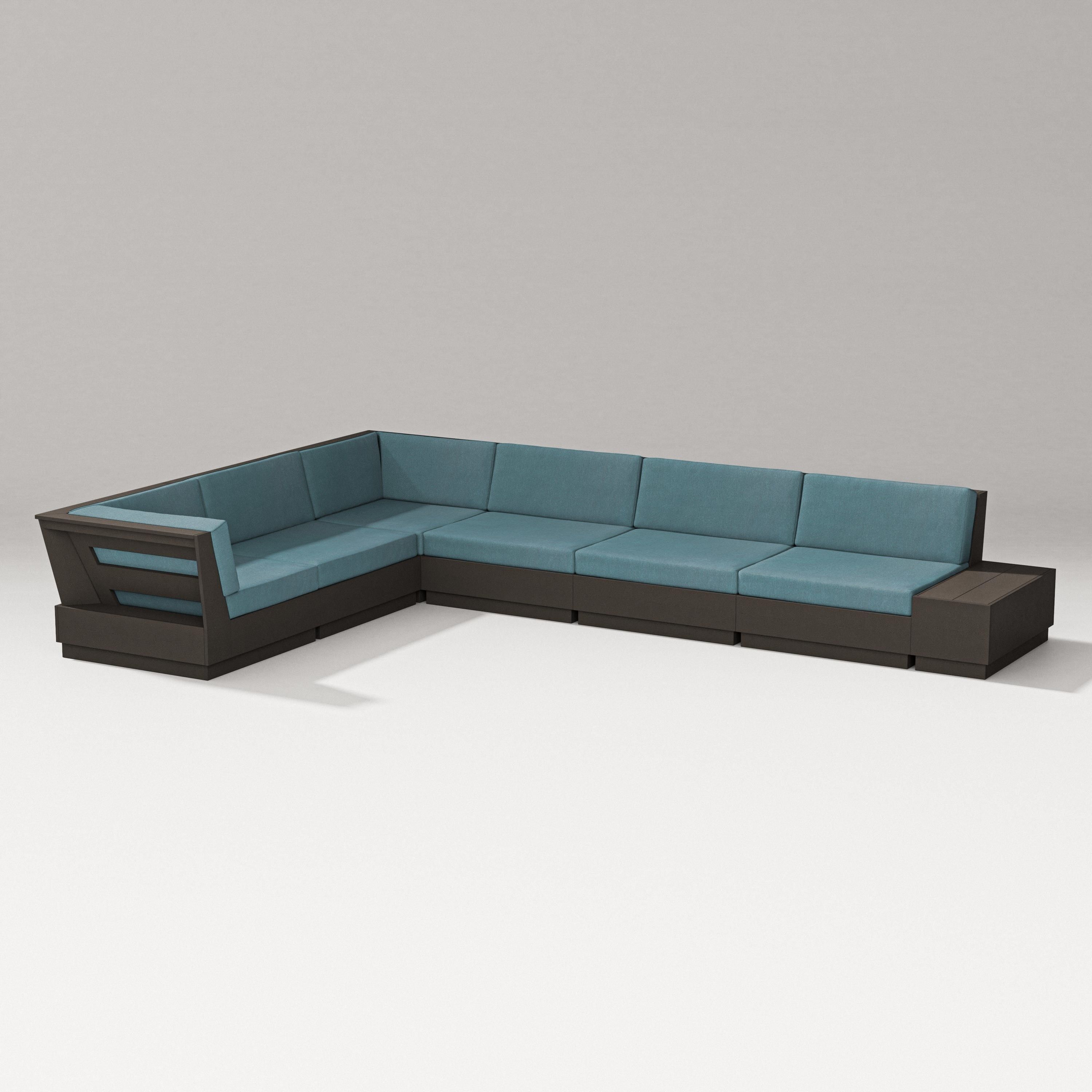 PW Designer Series Elevate 7-Piece Corner Sectional in Vintage Coffee / Ocean Teal