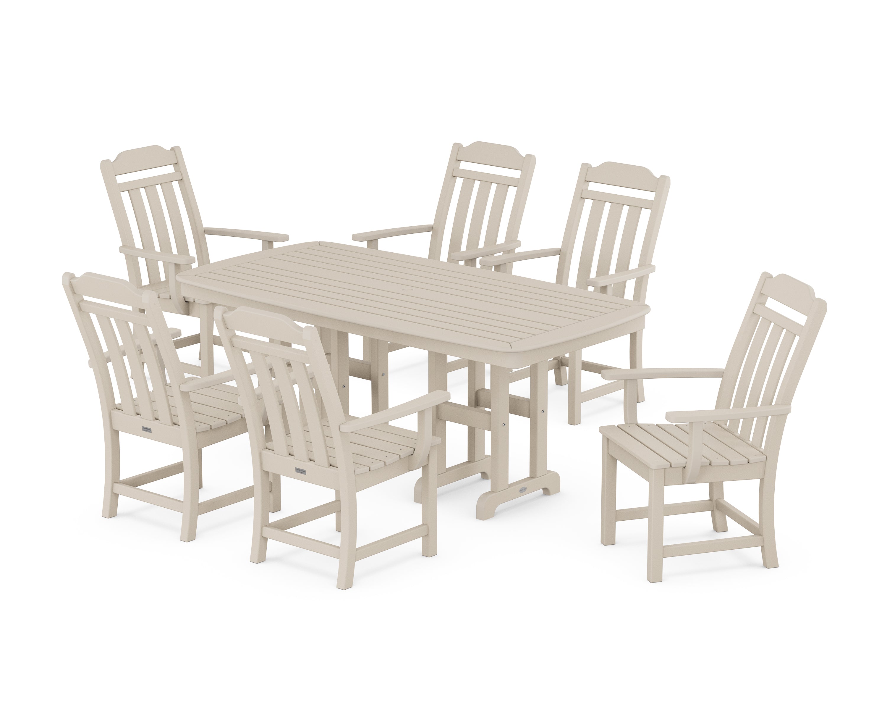 Polywood Country Living Arm Chair 7-Piece Dining Set in Sand