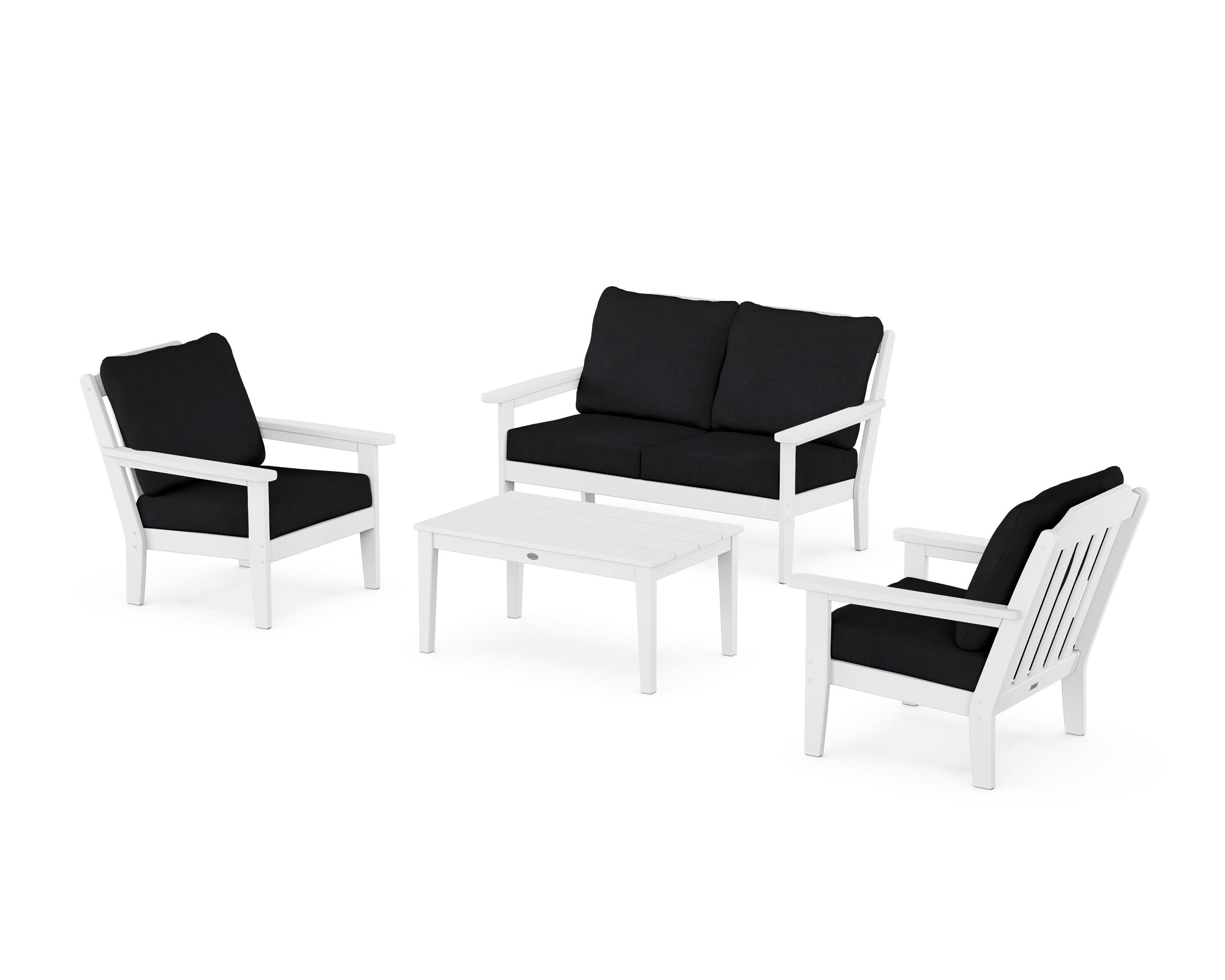 Country Living Cottage 4-Piece Deep Seating Set with Loveseat in White / Midnight Linen