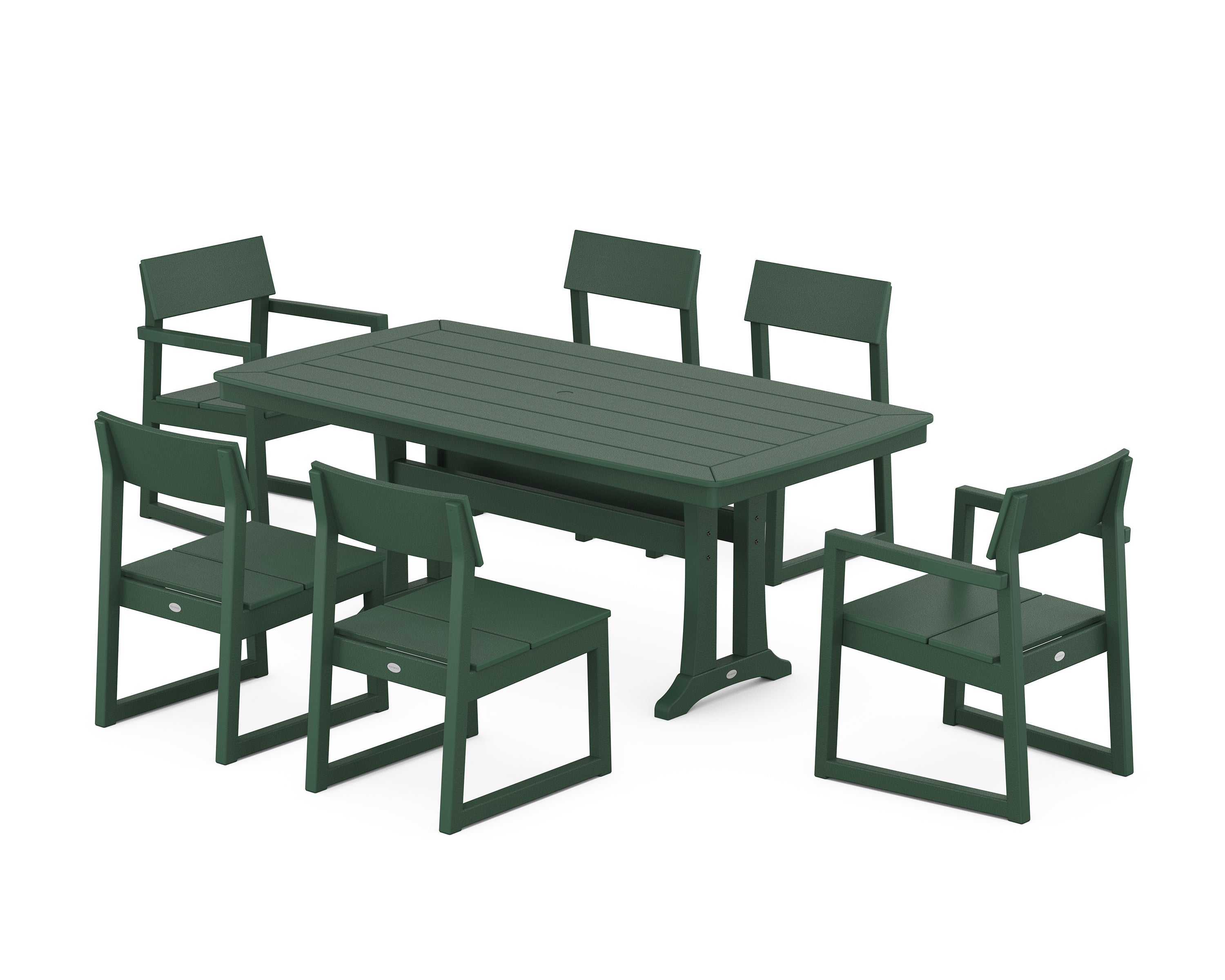 POLYWOOD® EDGE 7-Piece Dining Set with Trestle Legs in Green