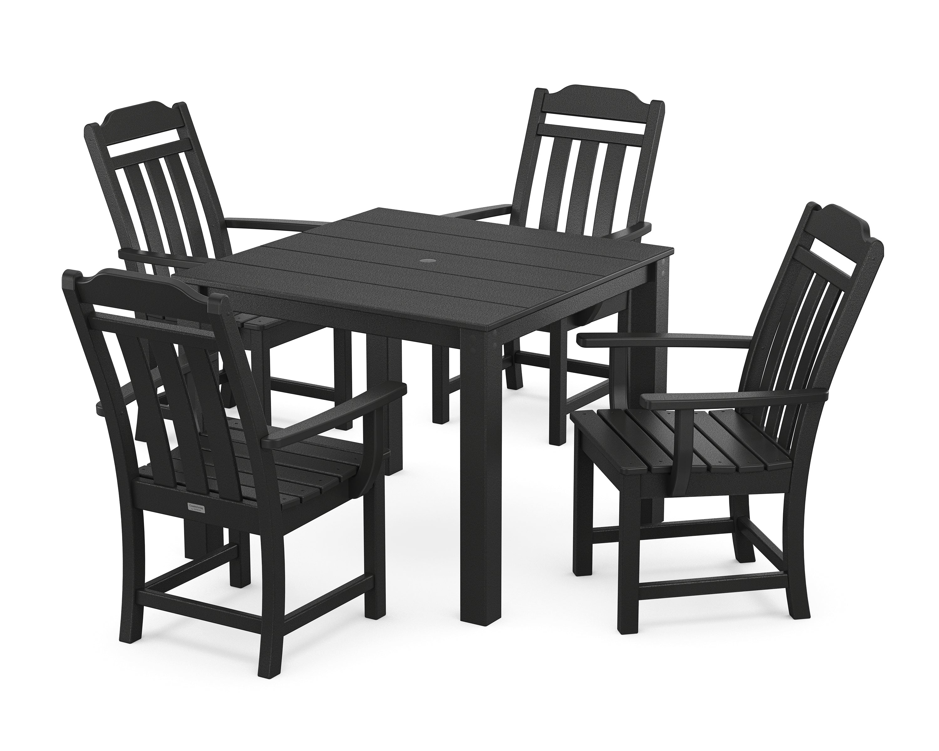 Polywood Country Living 5-Piece Parsons Dining Set in Black