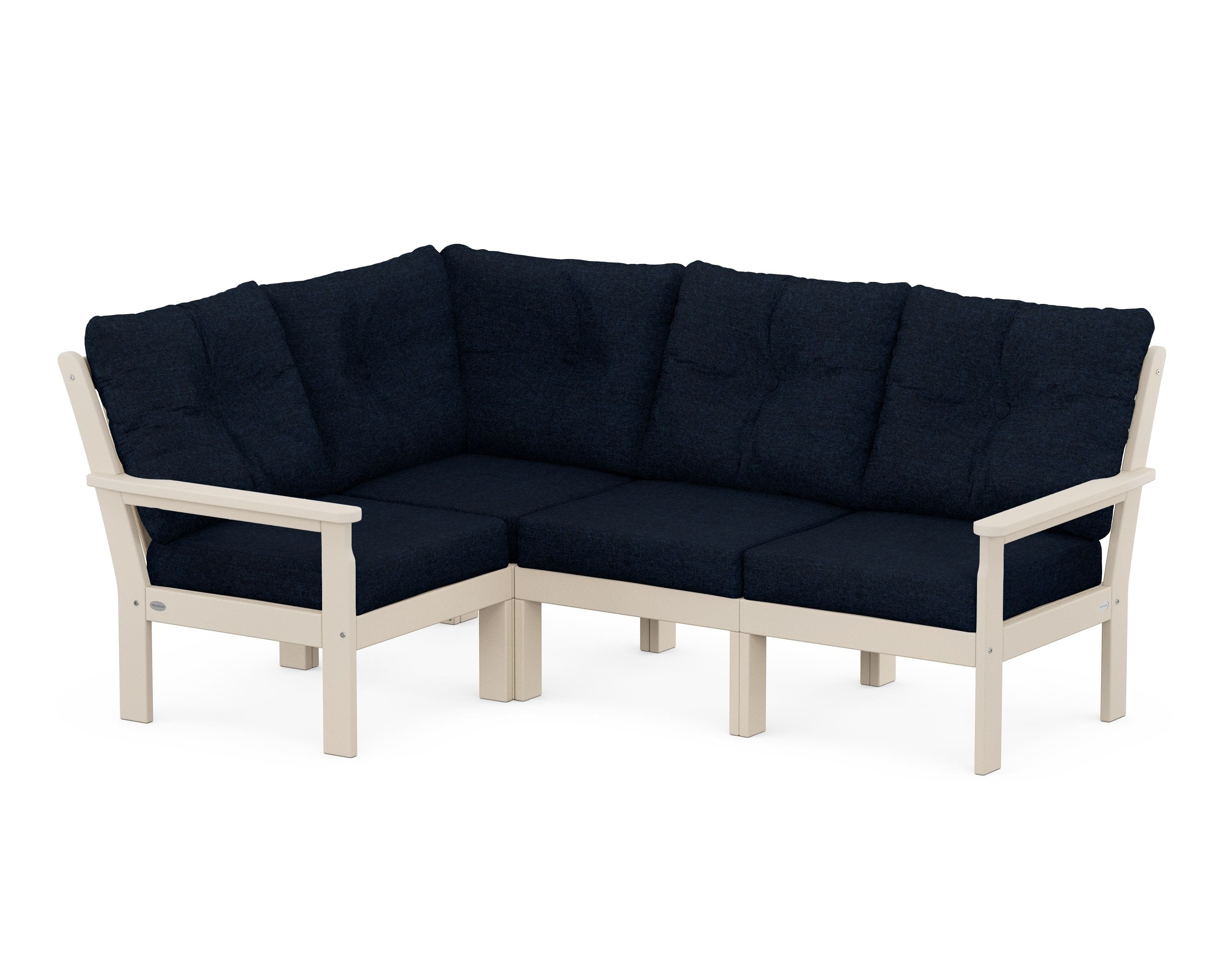 POLYWOOD Vineyard 4-Piece Sectional in Sand / Marine Indigo