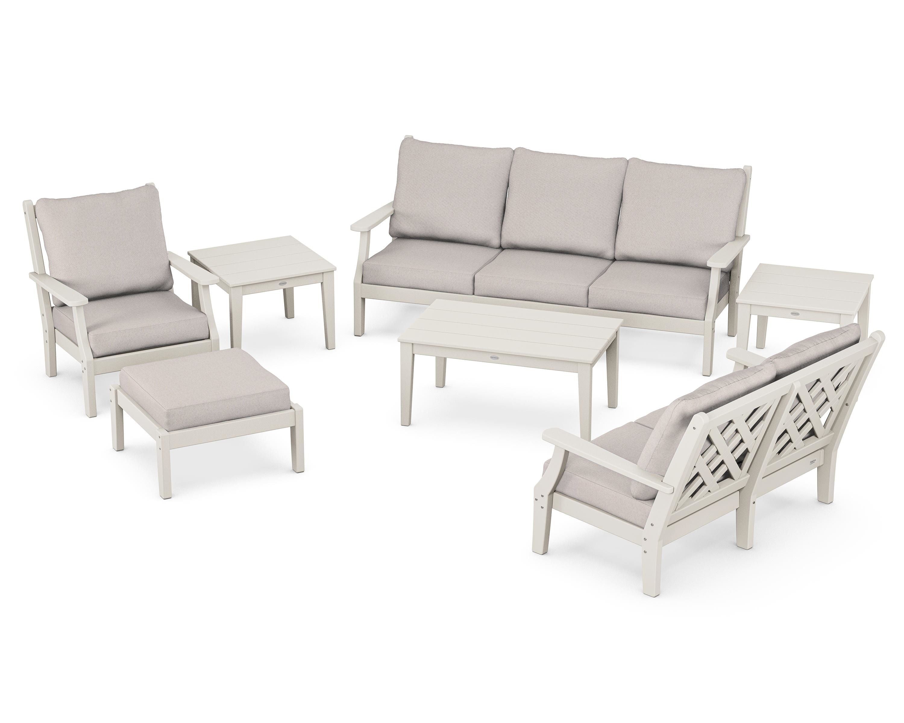 Country Living Wovendale 7-Piece Deep Seating Set in Sand / Dune Burlap
