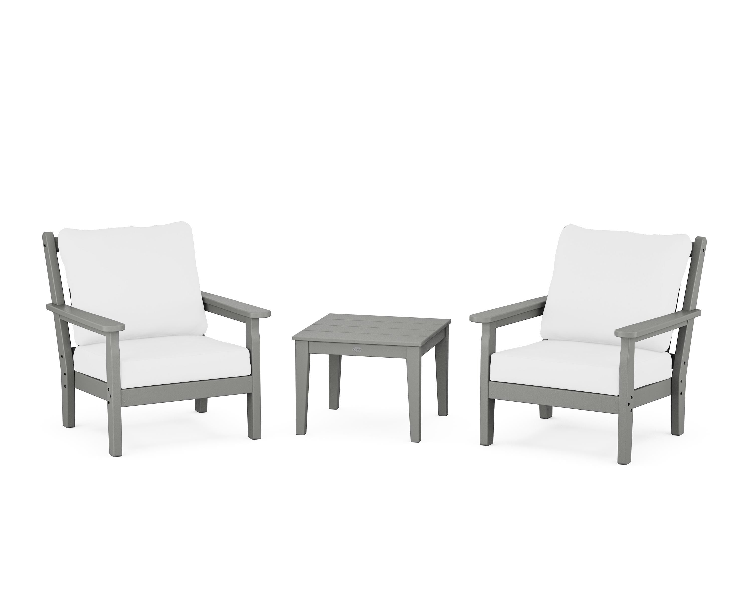 POLYWOOD Chippendale 3-Piece Deep Seating Set in Slate Grey / Natural