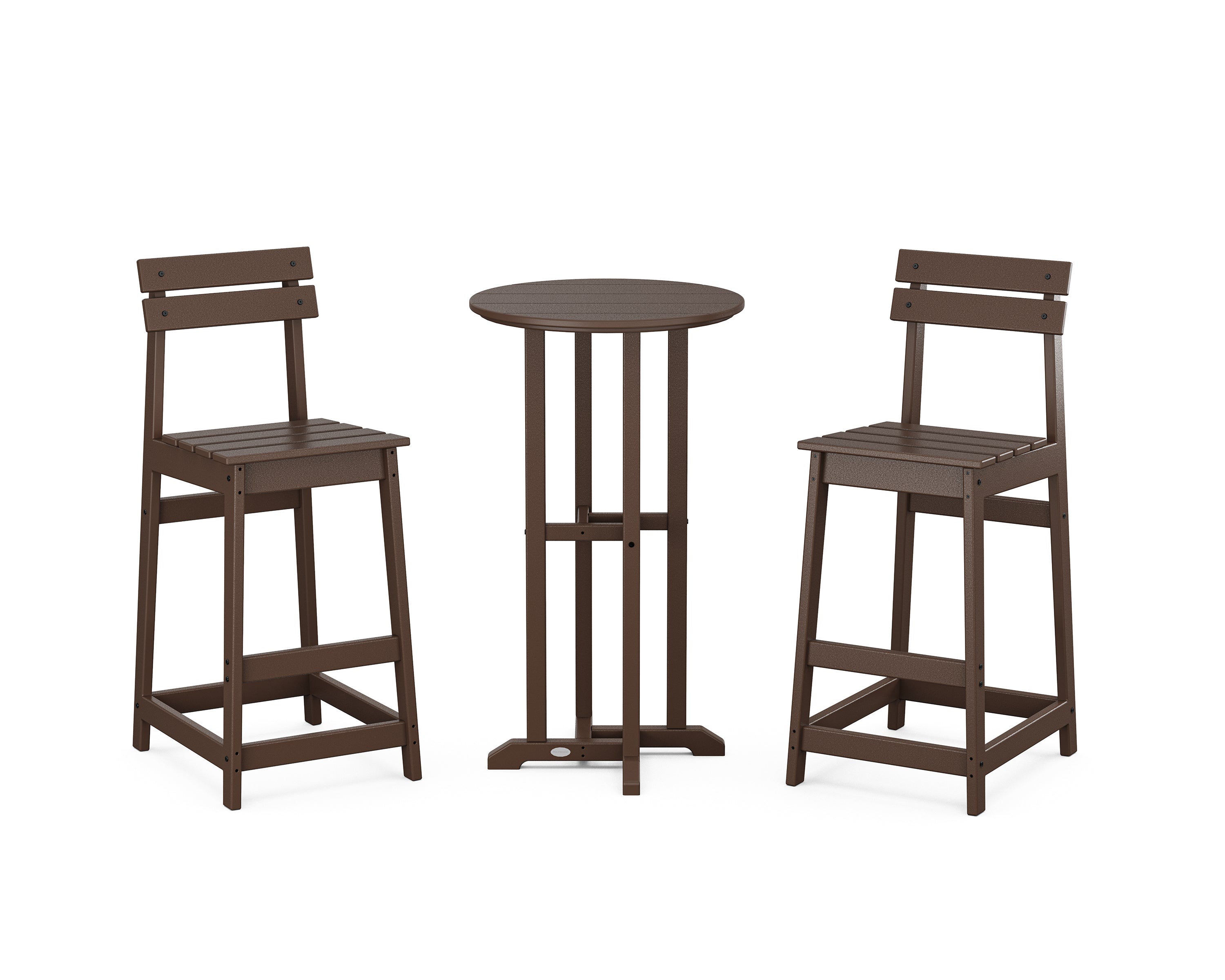 POLYWOOD Modern Studio Plaza Bar Chair 3-Piece Bistro Set in Mahogany