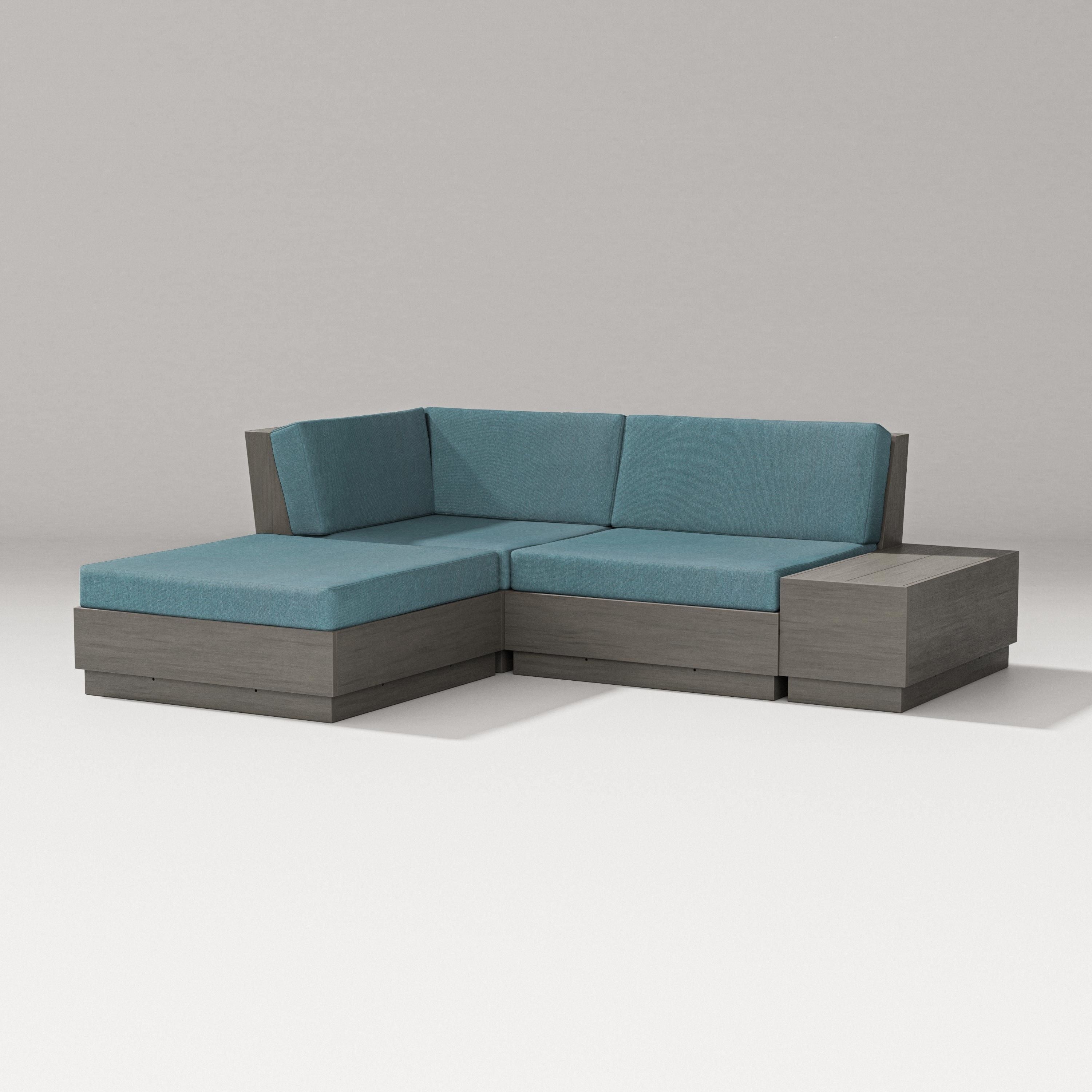 PW Designer Series Elevate Loveseat Sectional with Chaise in Driftwood / Ocean Teal