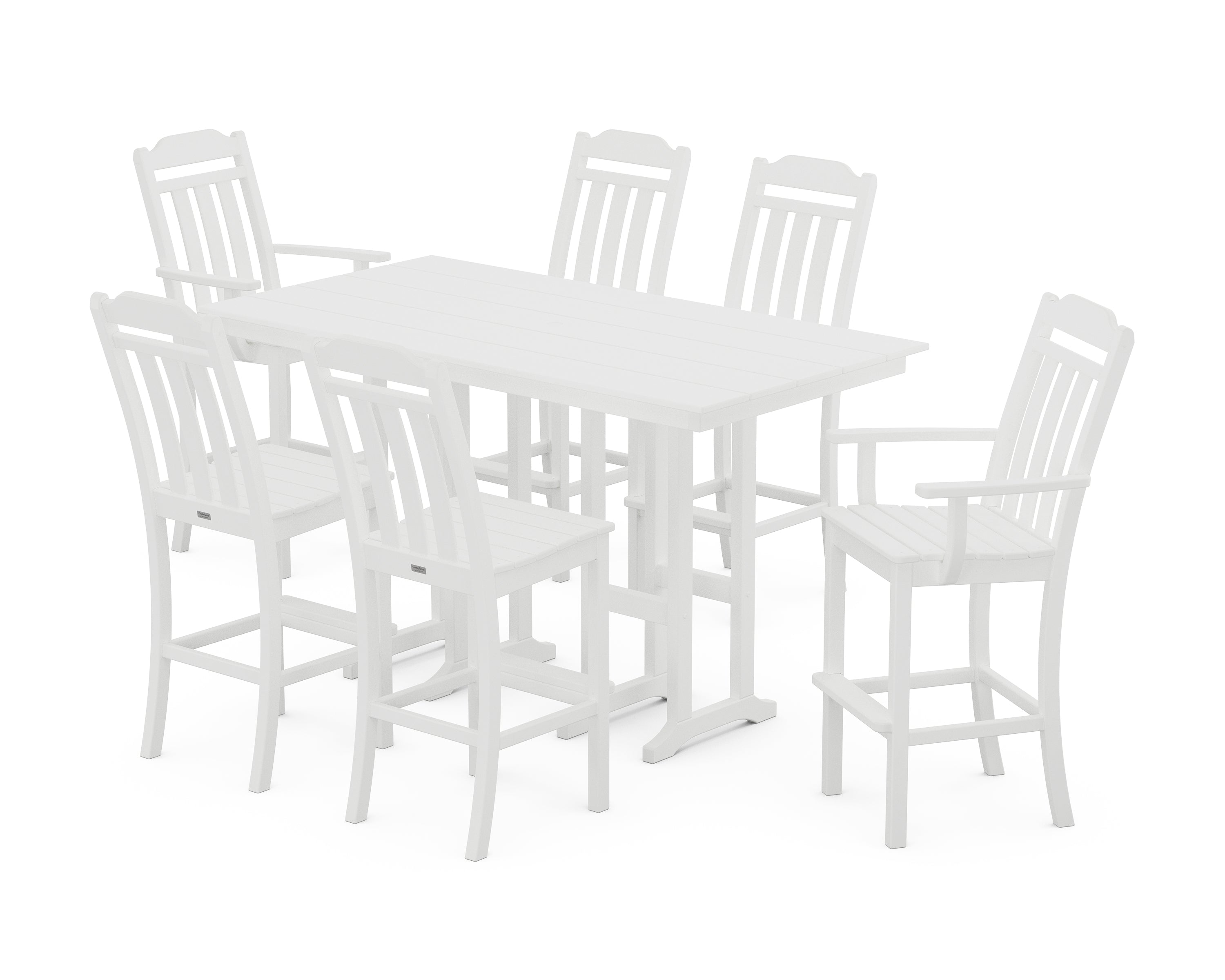 POLYWOOD Country Living 7-Piece Farmhouse Bar Set in White