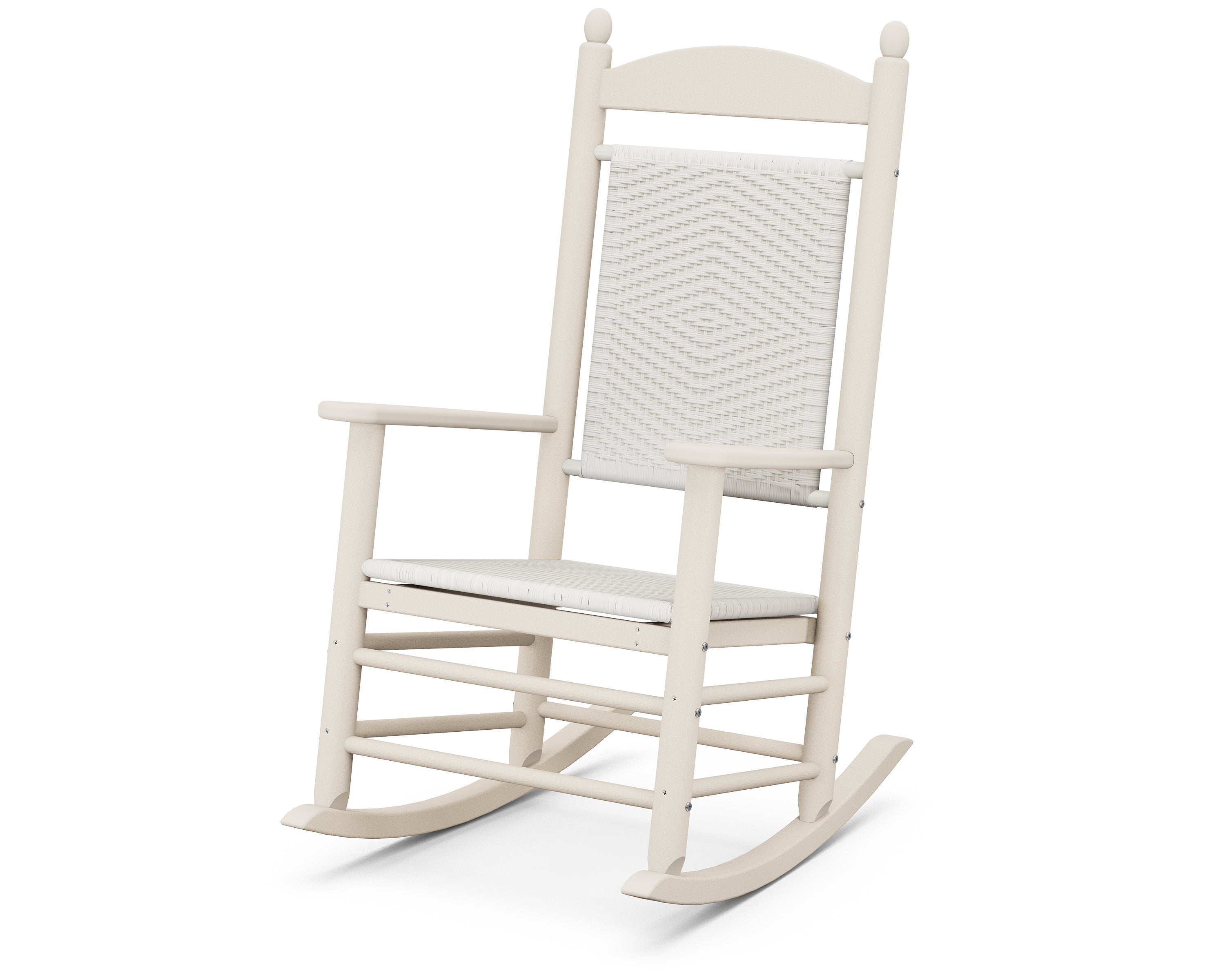 POLYWOOD® Jefferson Woven Rocking Chair in Sand / White Loom