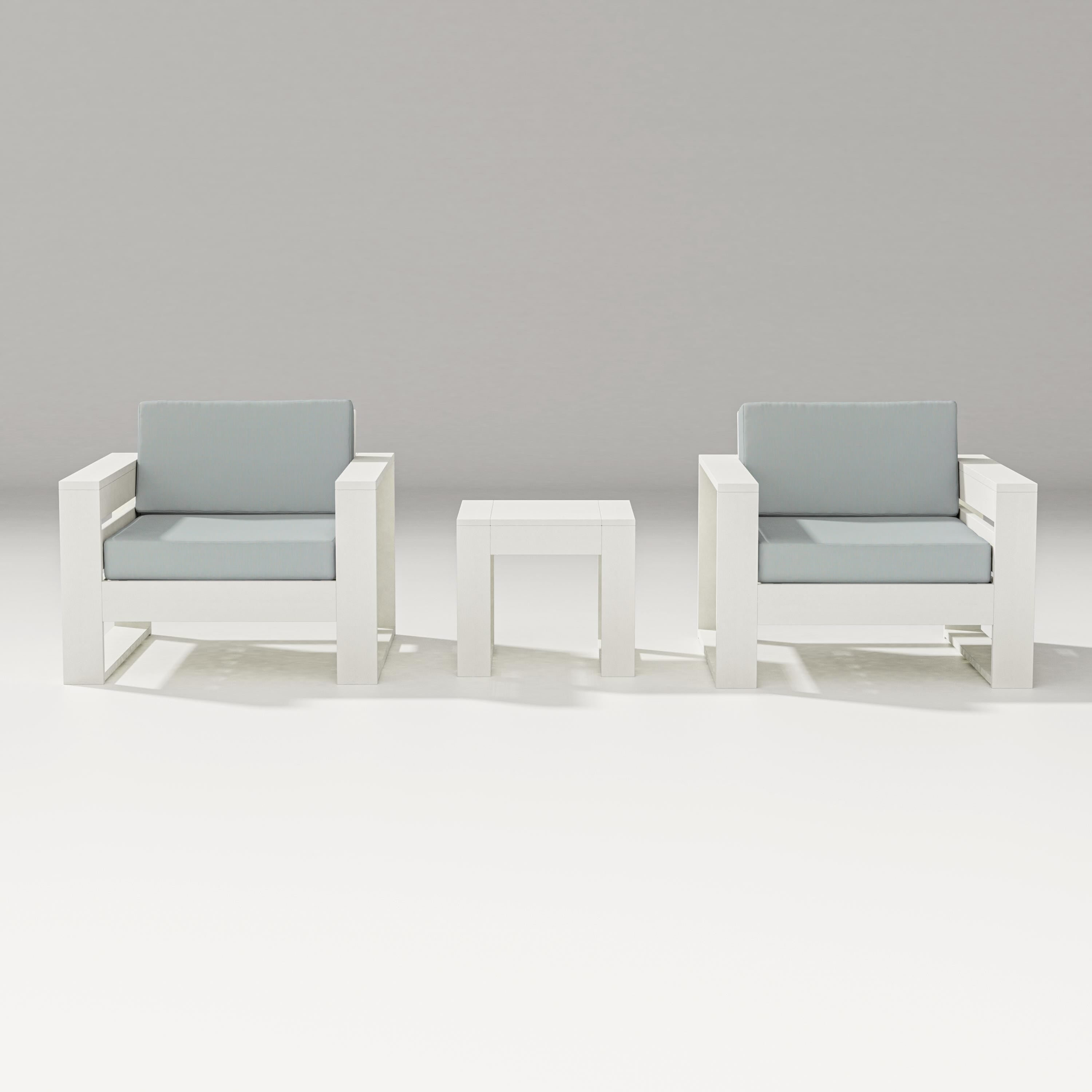 PW Designer Series Latitude 3-Piece Lounge Chair Set in Vintage White / Spa