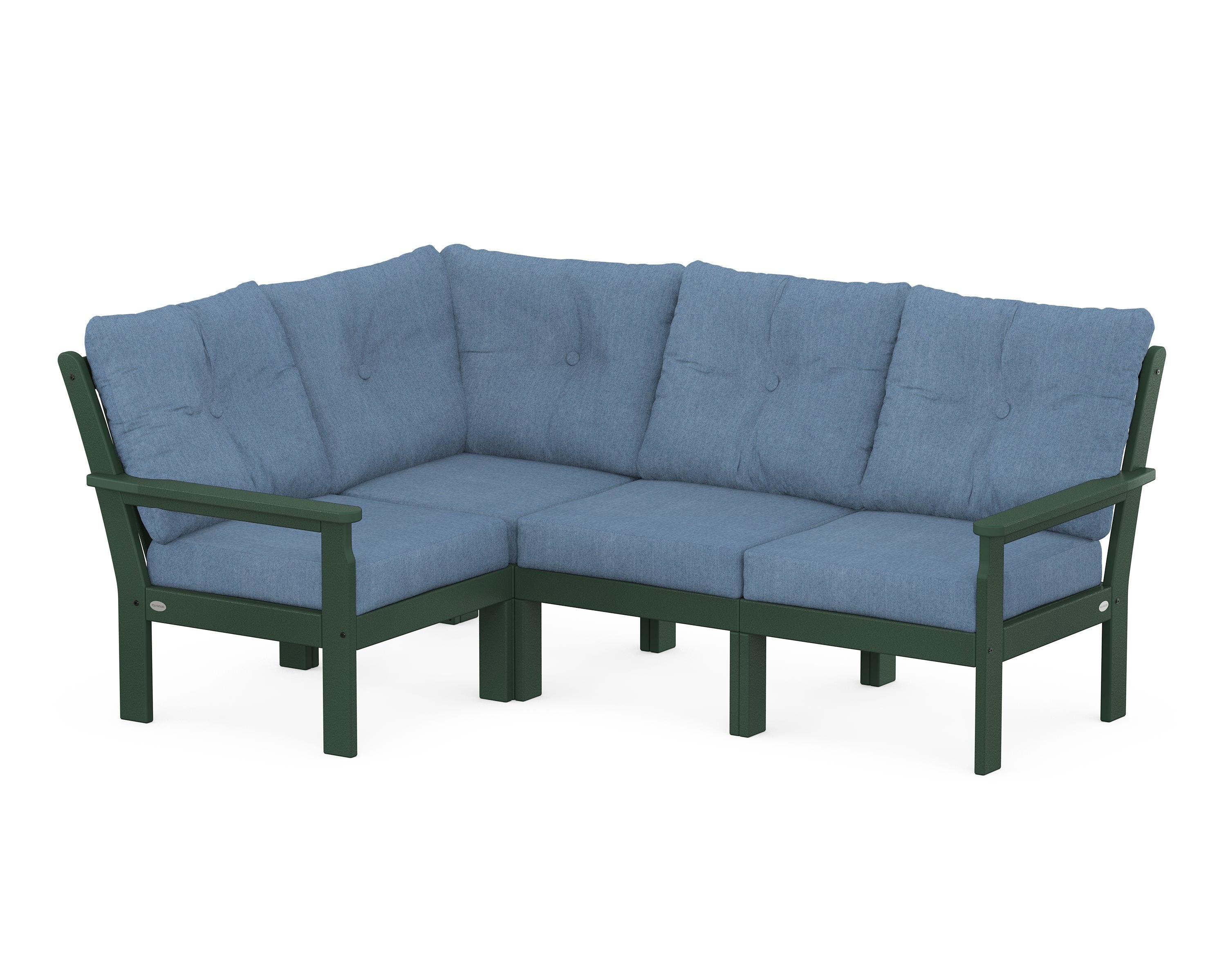 POLYWOOD Vineyard 4-Piece Sectional in Green / Sky Blue