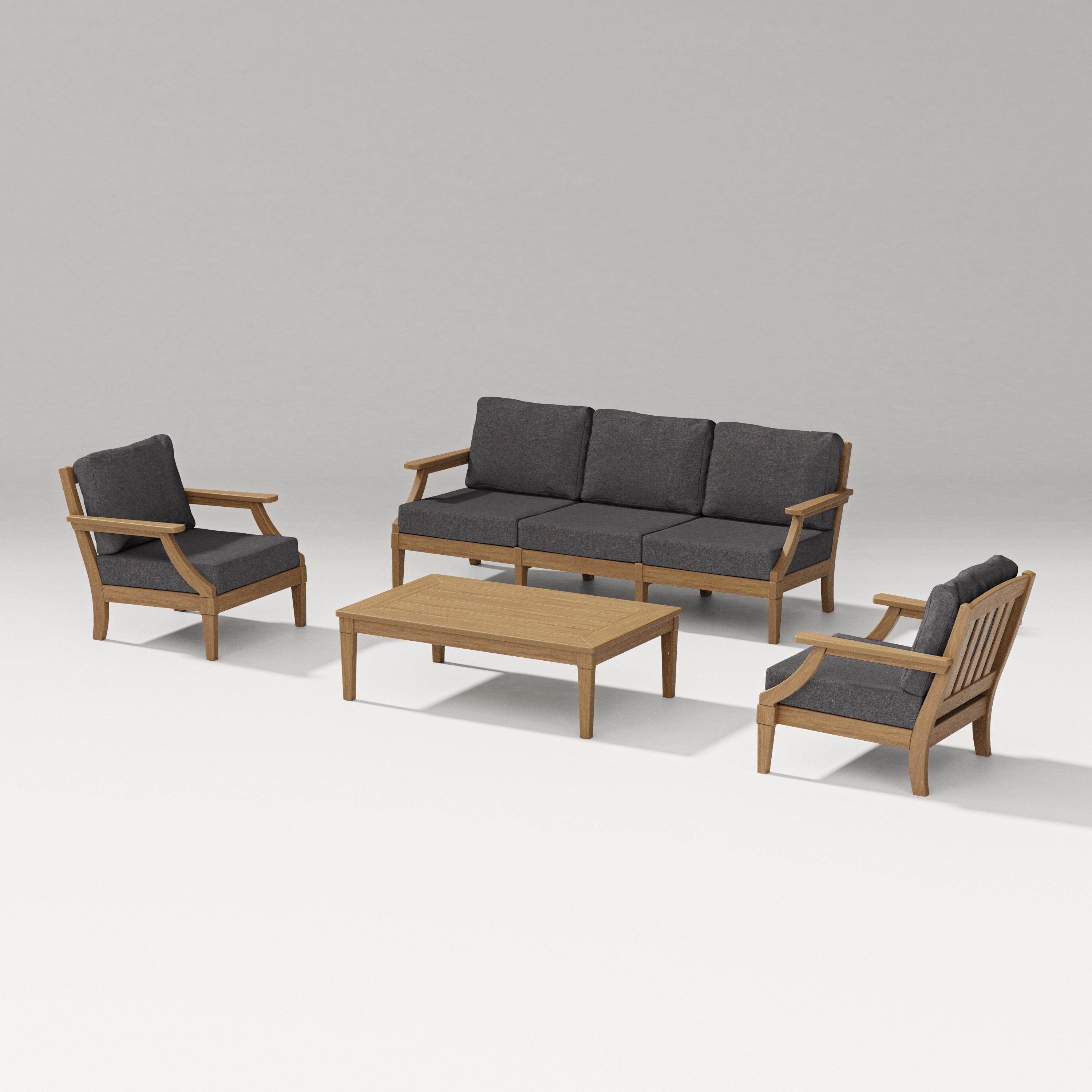 PW Designer Series Estate 4-Piece Lounge Sofa Set in Natural / Ash Charcoal