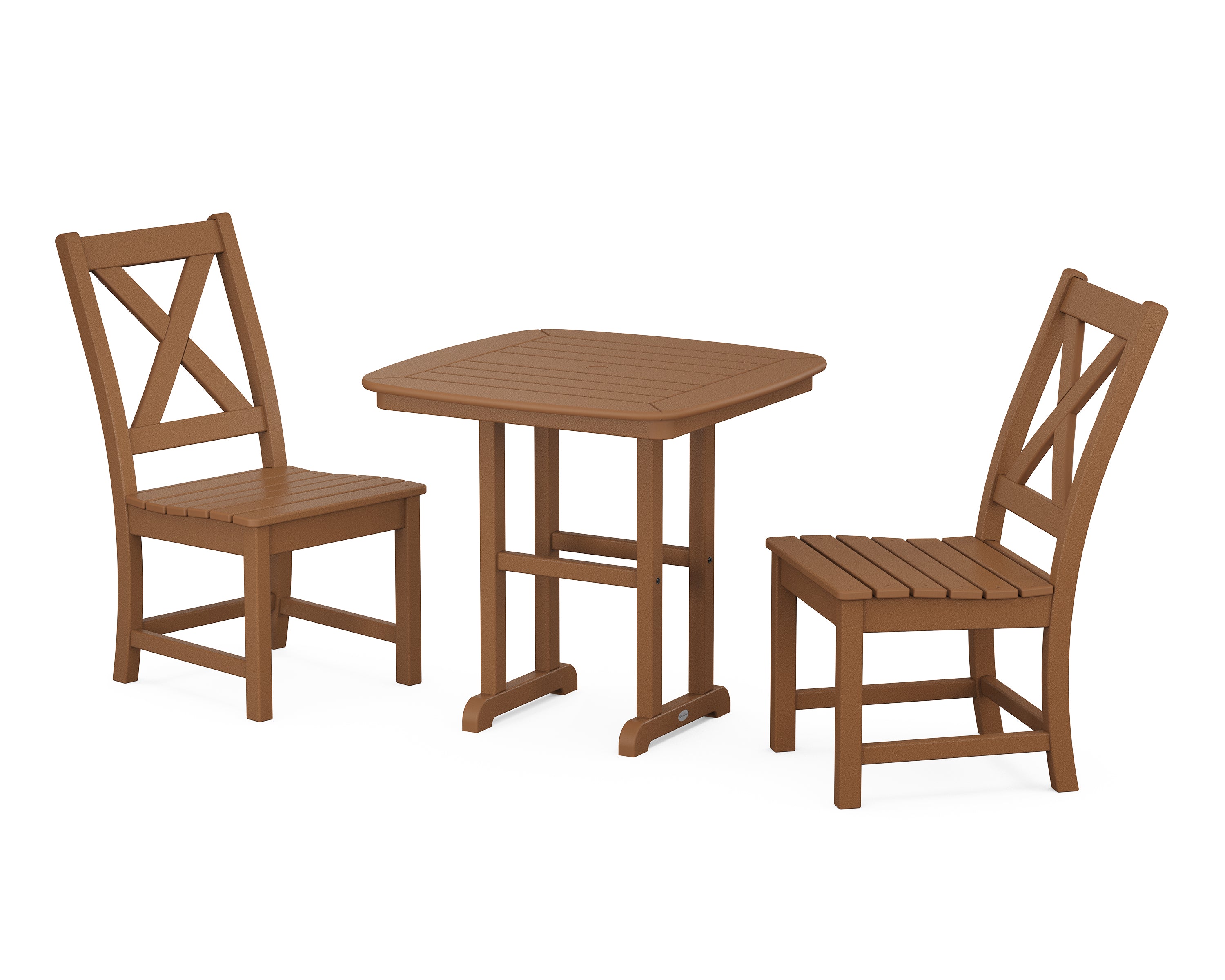 POLYWOOD® Braxton Side Chair 3-Piece Dining Set in Teak