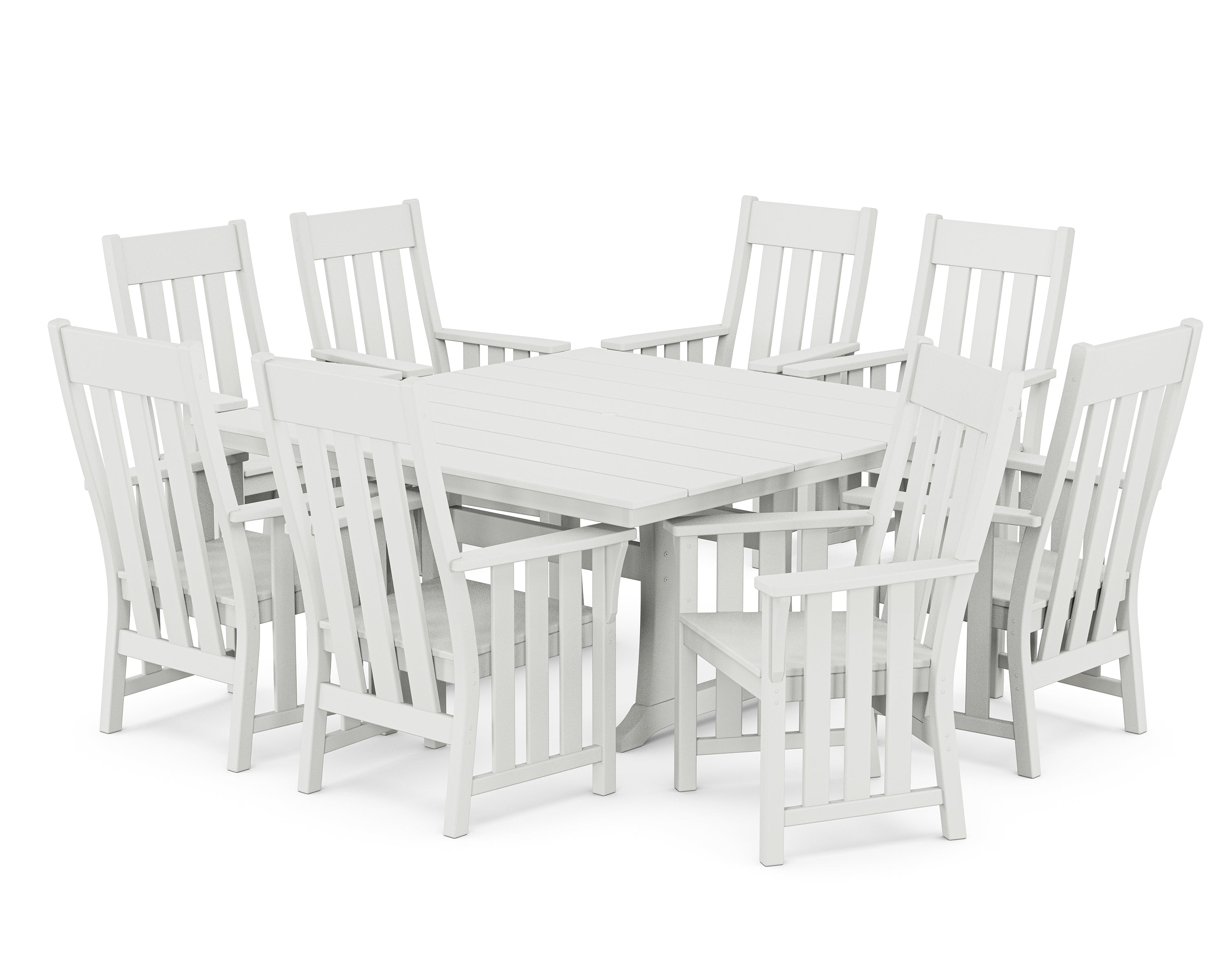 Martha Stewart by POLYWOOD® Acadia 9-Piece Square Farmhouse Dining Set with Trestle Legs in White