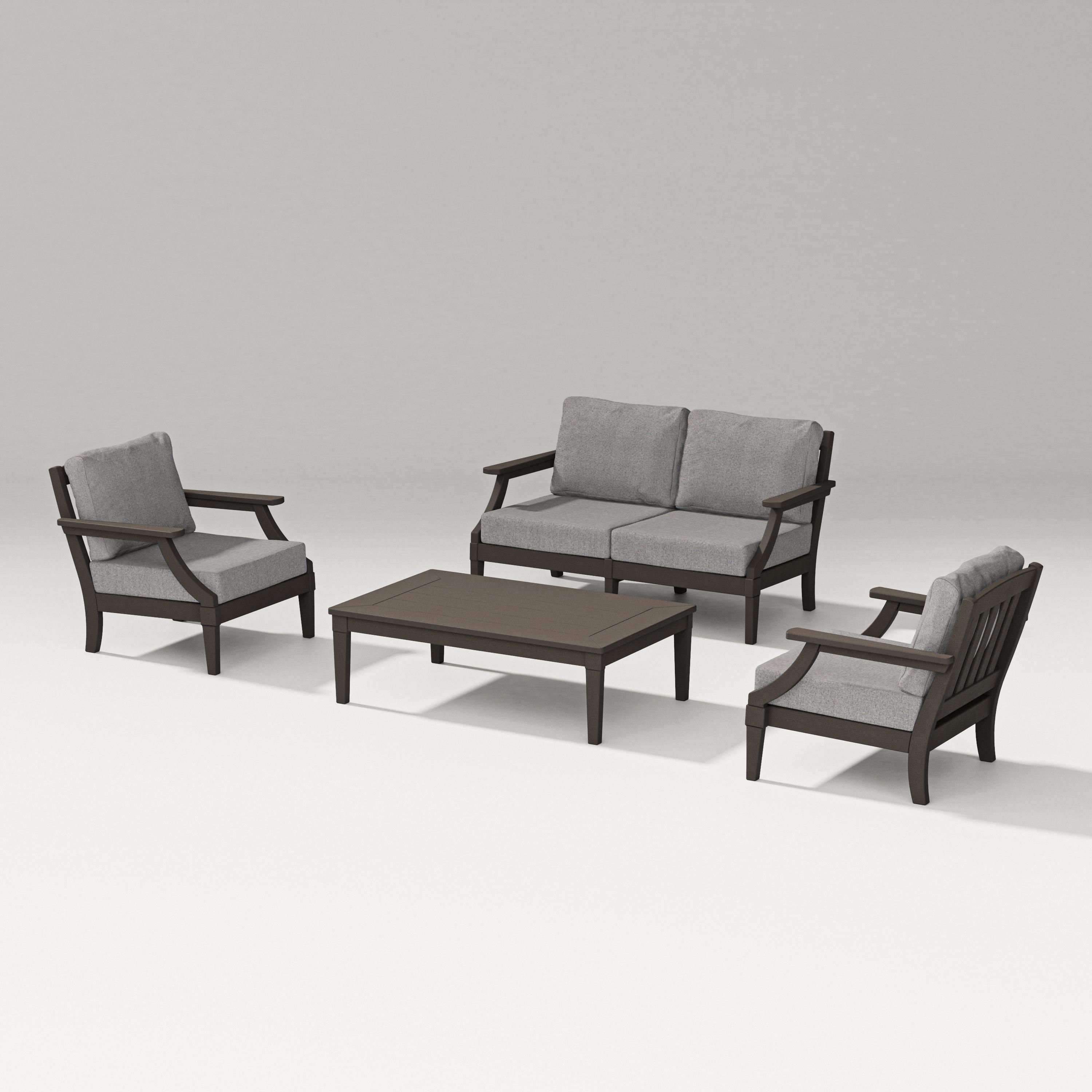 PW Designer Series Estate Lounge 4-Piece Loveseat Set in Vintage Coffee / Grey Mist