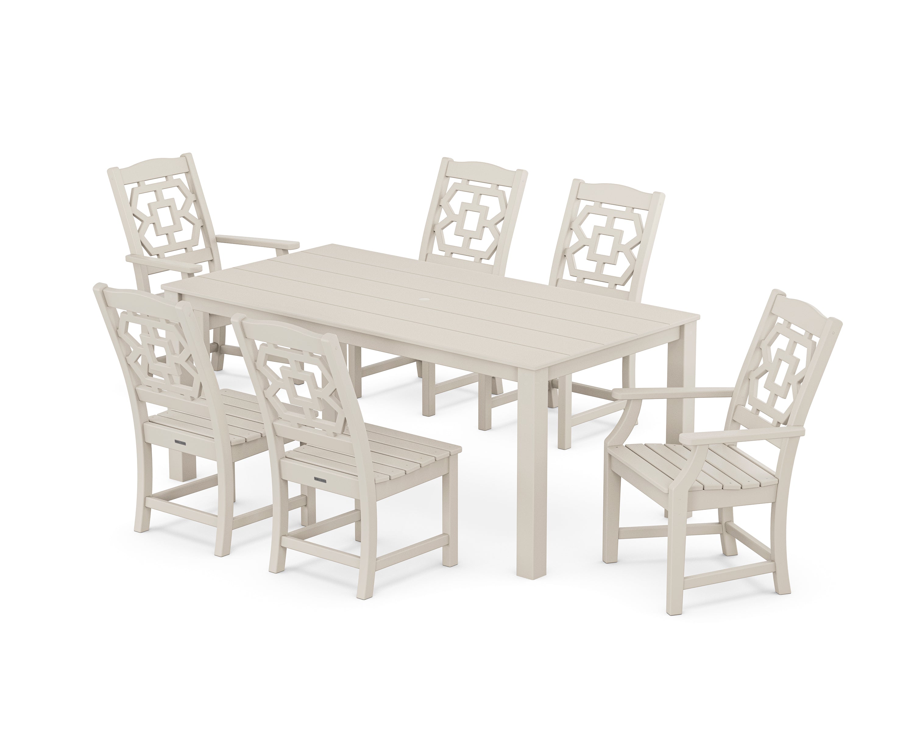 Martha Stewart by POLYWOOD® Chinoiserie 7-Piece Parsons Dining Set in Sand