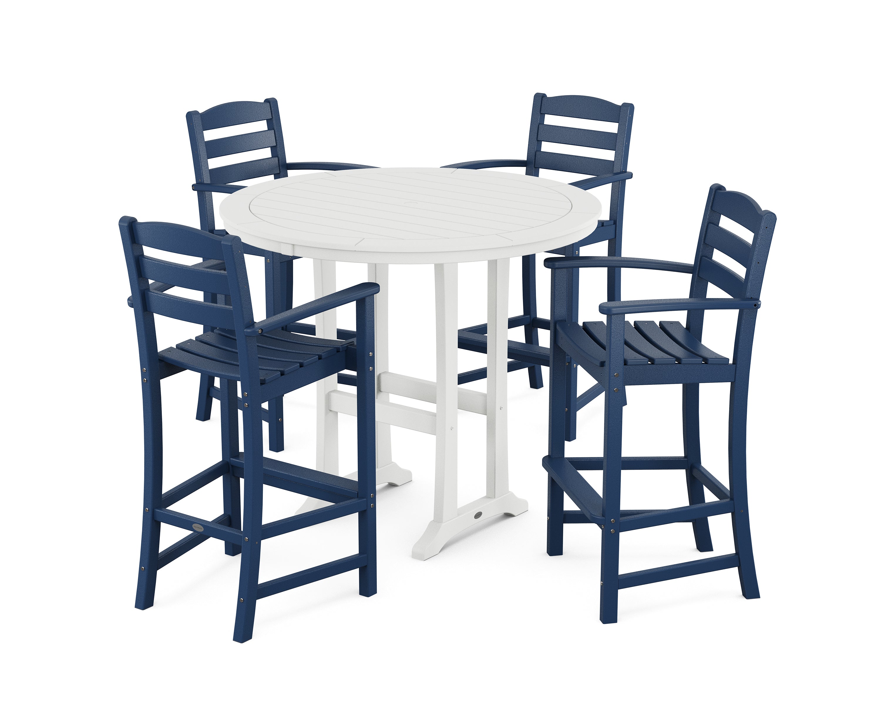 POLYWOOD® La Casa Café 5-Piece Bar Dining Set in Navy / White