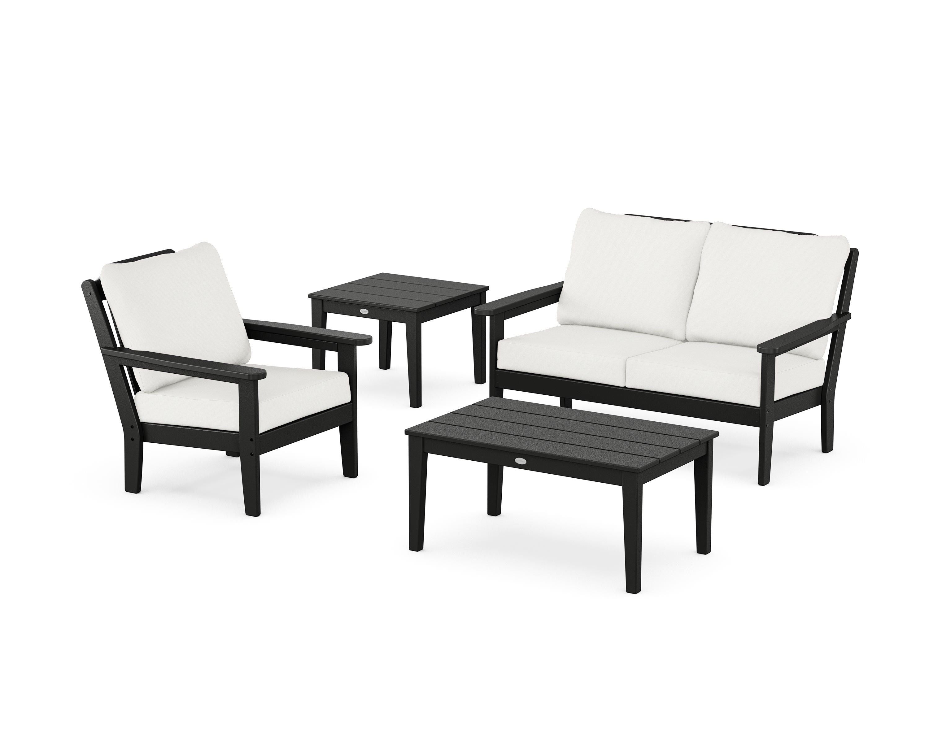 Country Living Wovendale 4-Piece Deep Seating Set in Black / Natural Linen