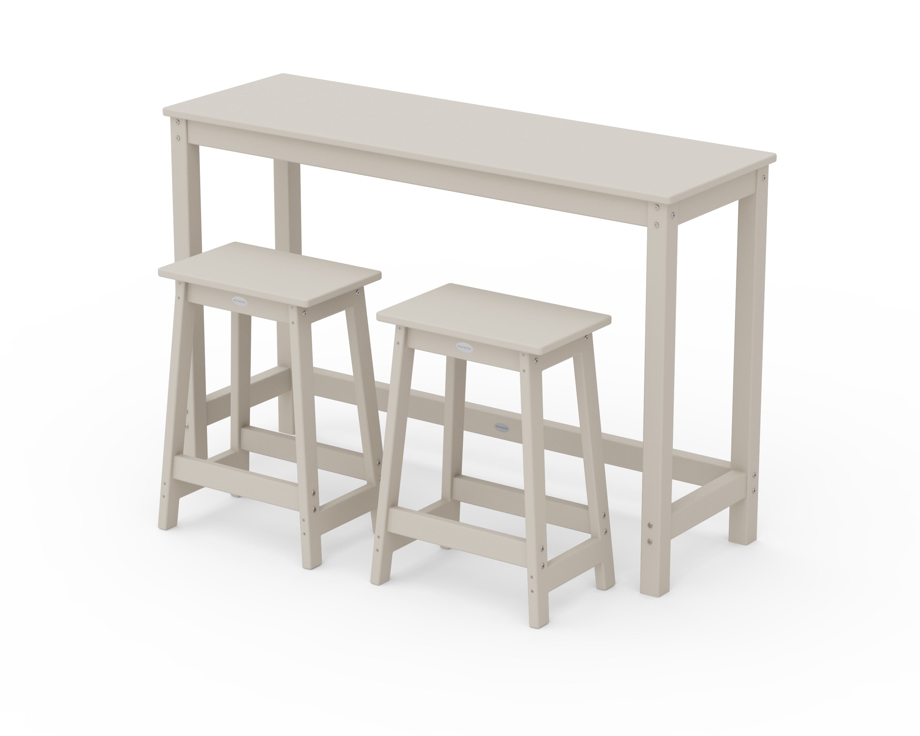 POLYWOOD Modern Studio Stool 3-Piece Counter Balcony Set in Sand