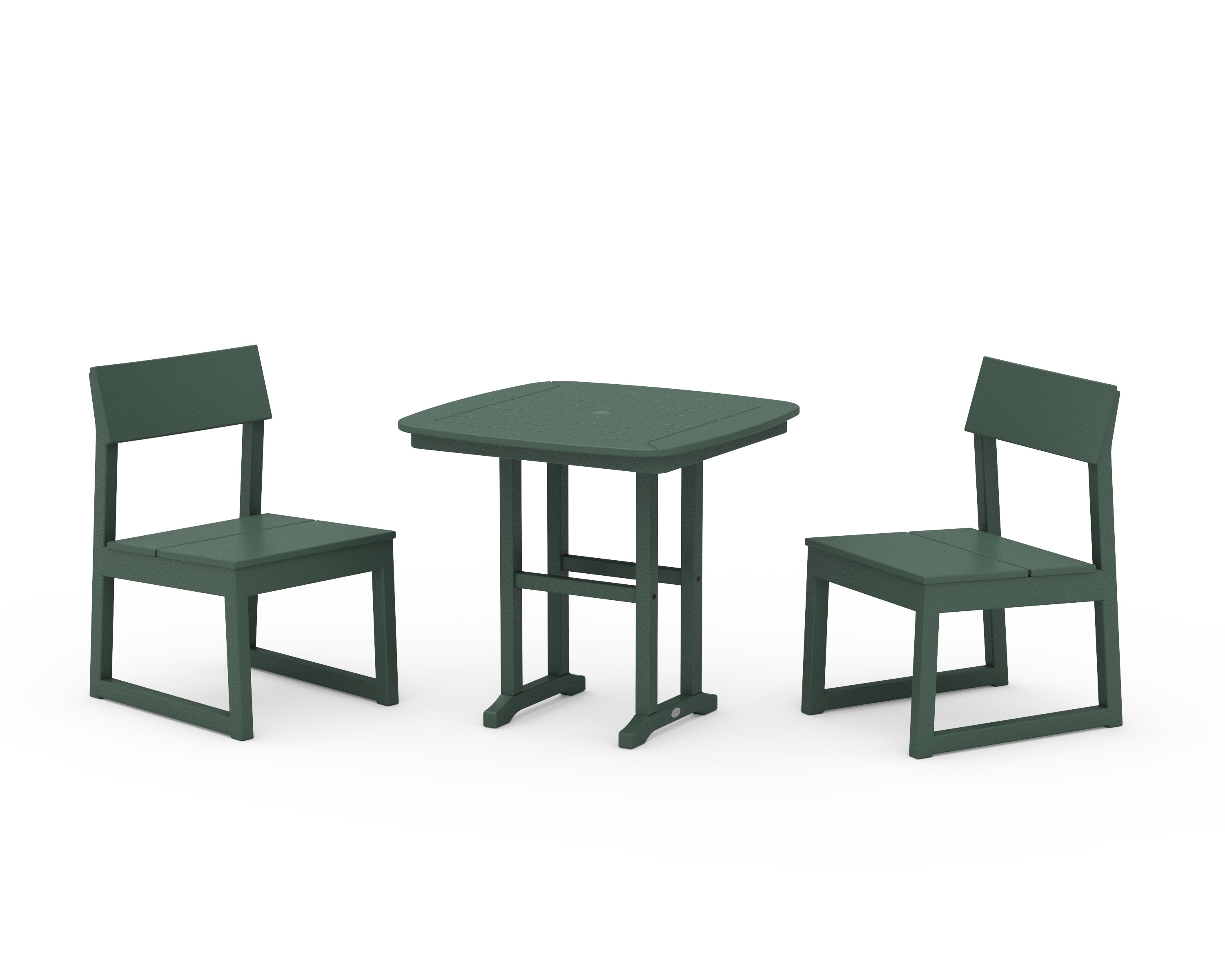 POLYWOOD EDGE Side Chair 3-Piece Dining Set in Green