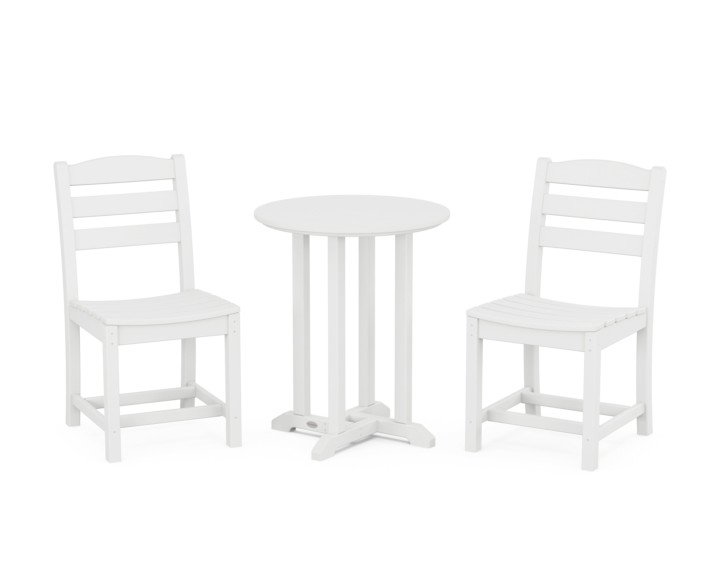 POLYWOOD La Casa Café Side Chair 3-Piece Round Bistro Dining Set in White