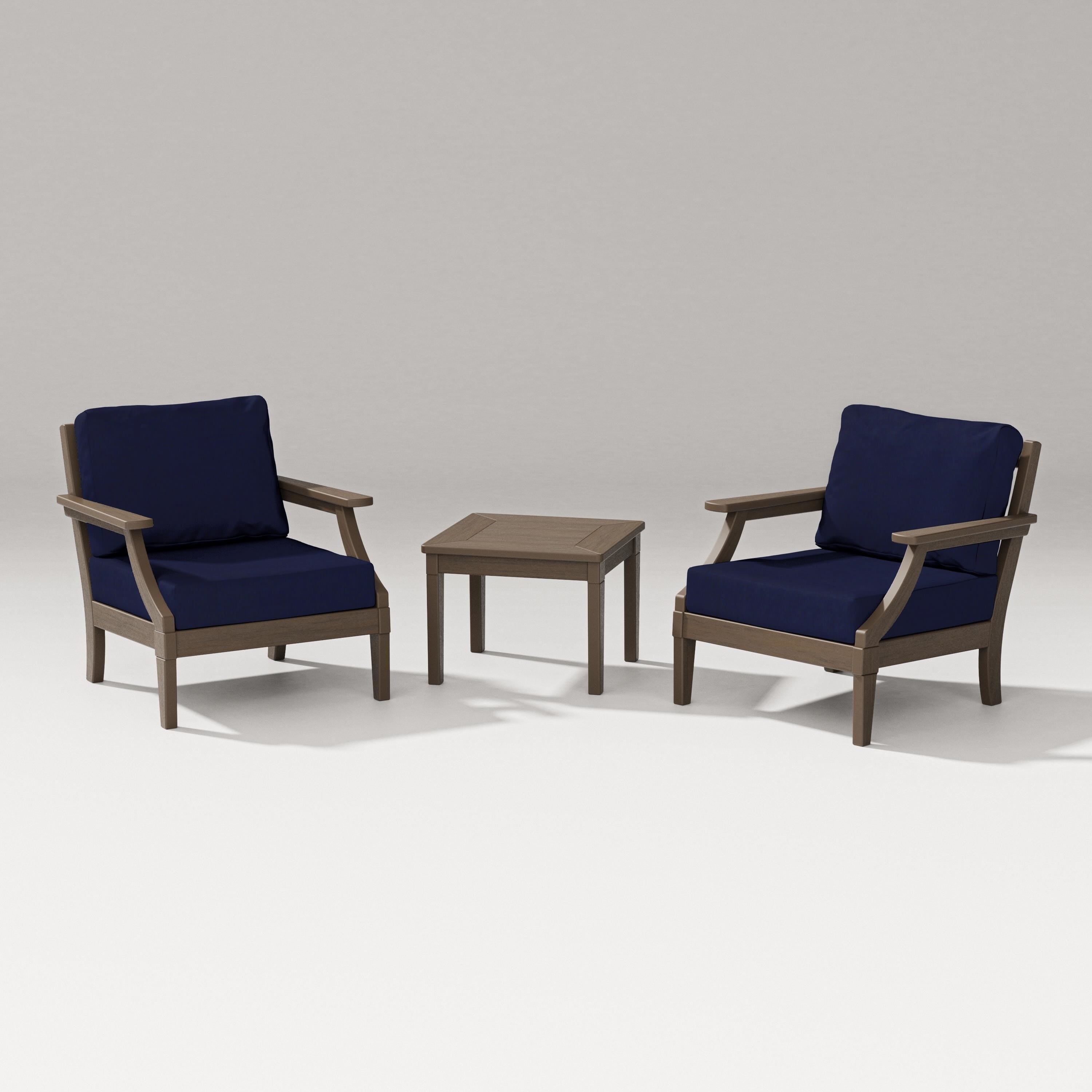 PW Designer Series Estate 3-Piece Lounge Chair Set in Kona / Navy