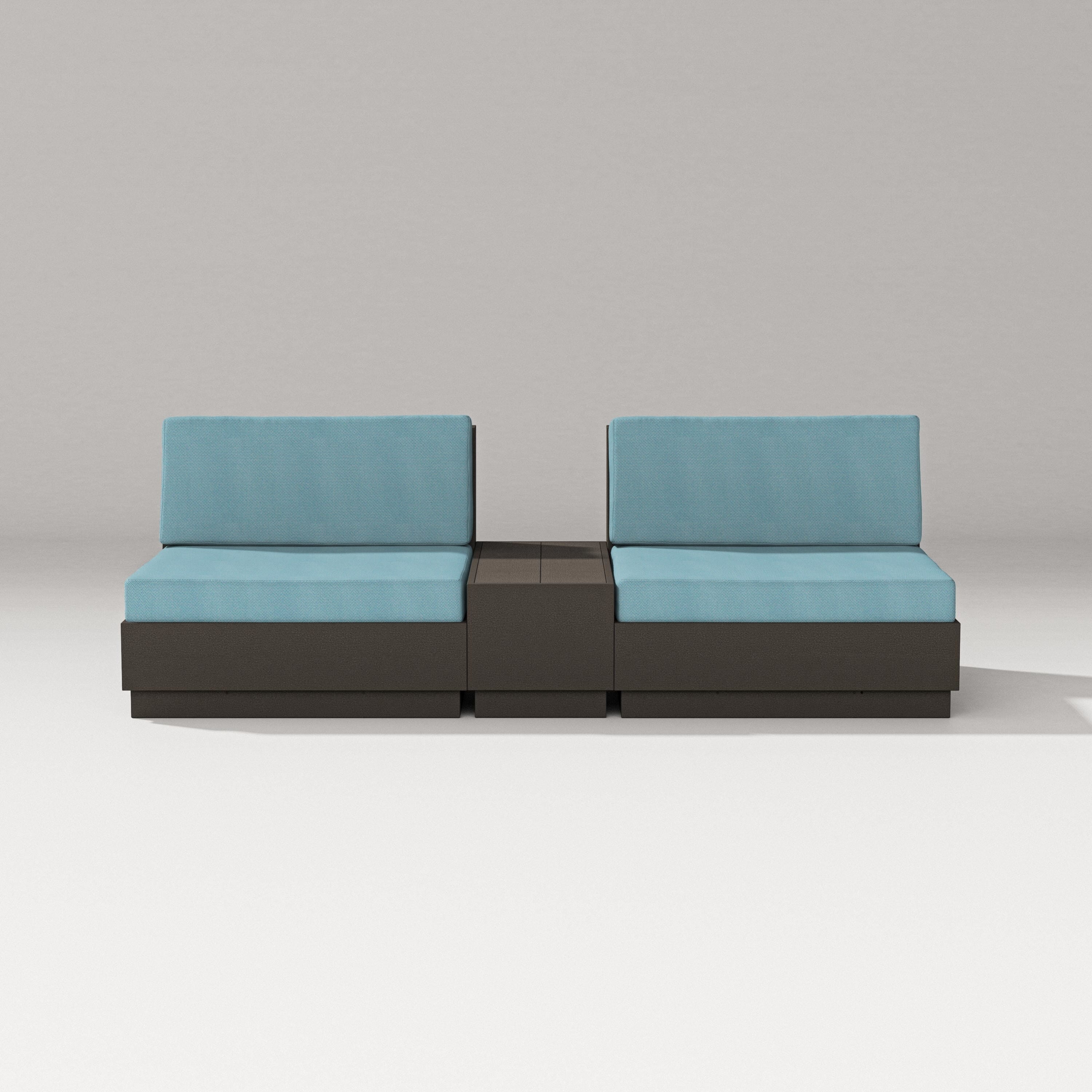 PW Designer Series Elevate Lounge Chair Set in Vintage Coffee / Lattice Sky Blue