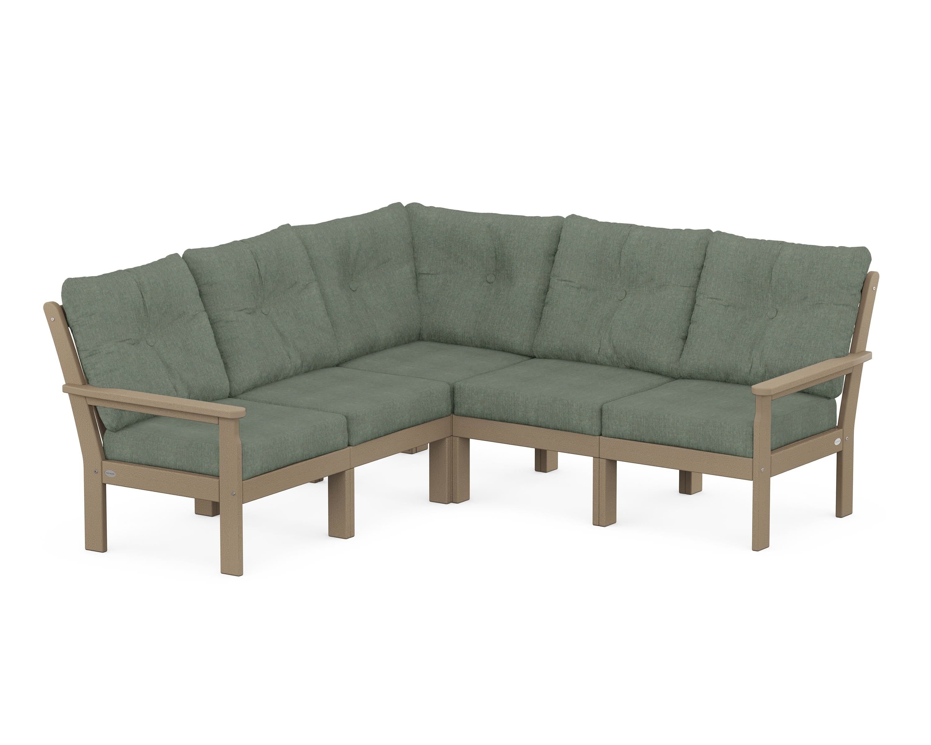 POLYWOOD Vineyard 5-Piece Sectional in Vintage Sahara / Cast Sage