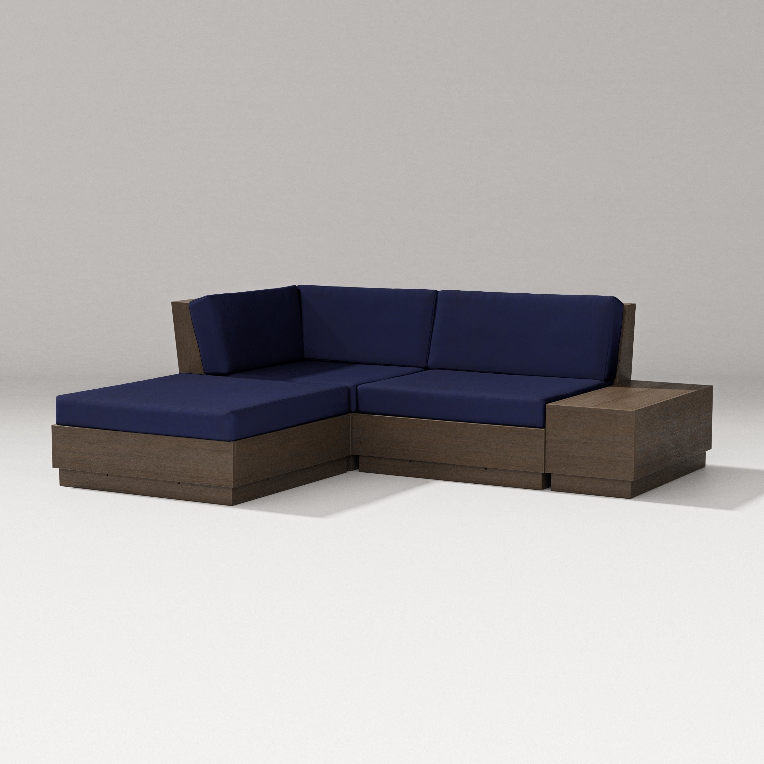PW Designer Series Elevate Loveseat Sectional with Chaise in Kona / Navy