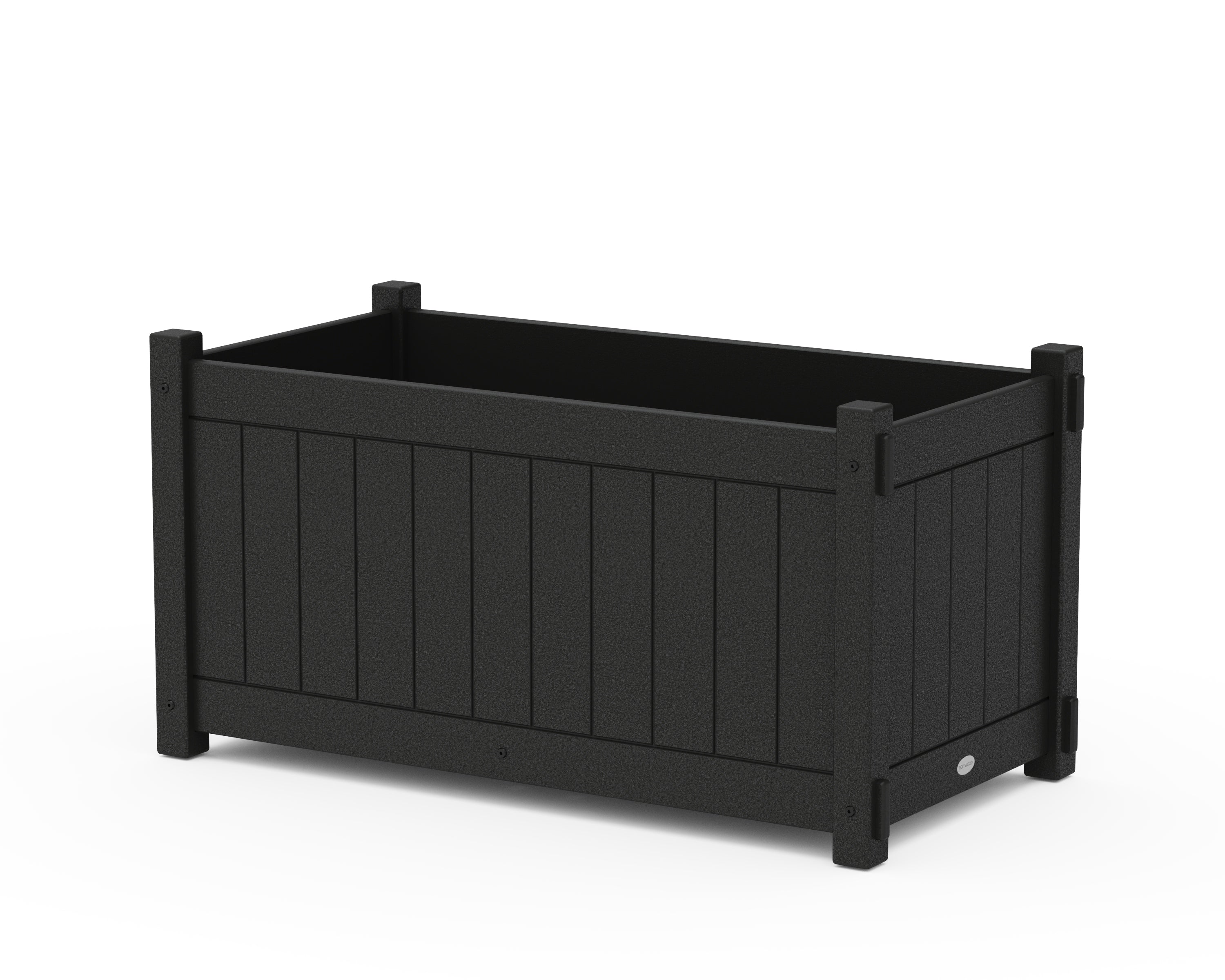 POLYWOOD Vineyard Large Rectangle Double Planter Box in Black