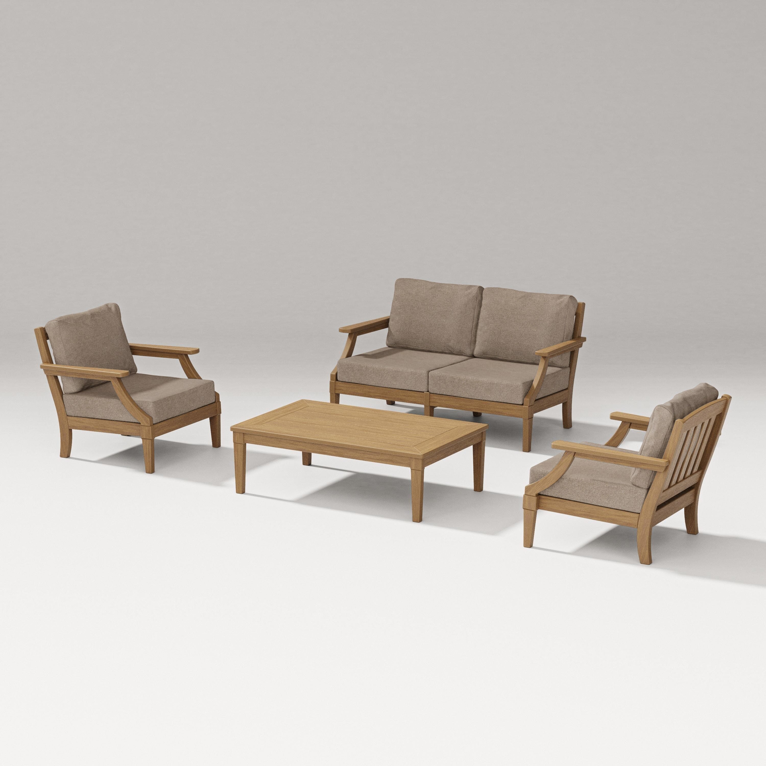 PW Designer Series Estate Lounge 4-Piece Loveseat Set in Natural / Spiced Burlap