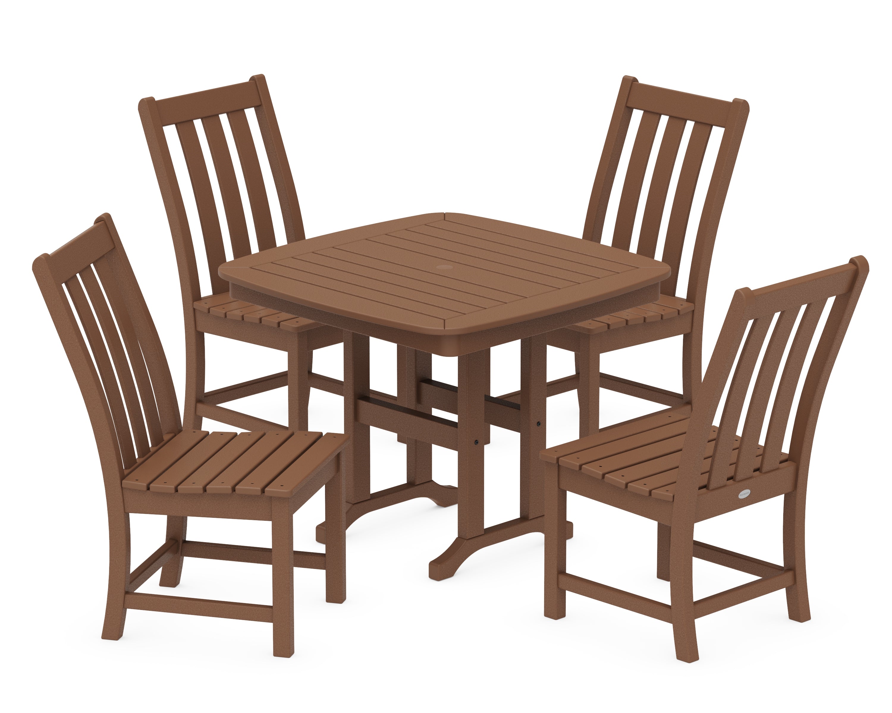 POLYWOOD Vineyard 5-Piece Side Chair Dining Set in Teak