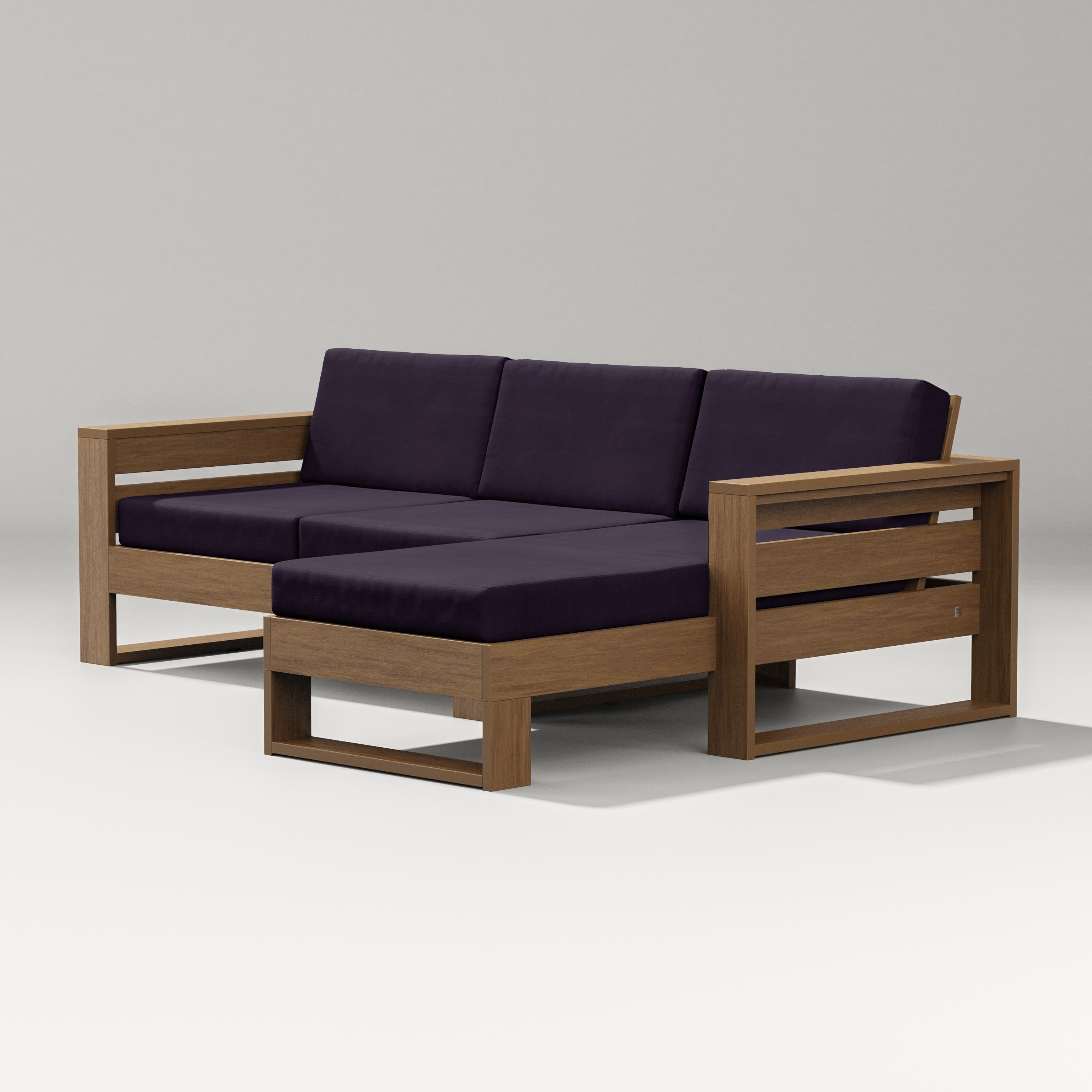 PW Designer Series Latitude Right Chaise Sectional in Natural / Navy Linen