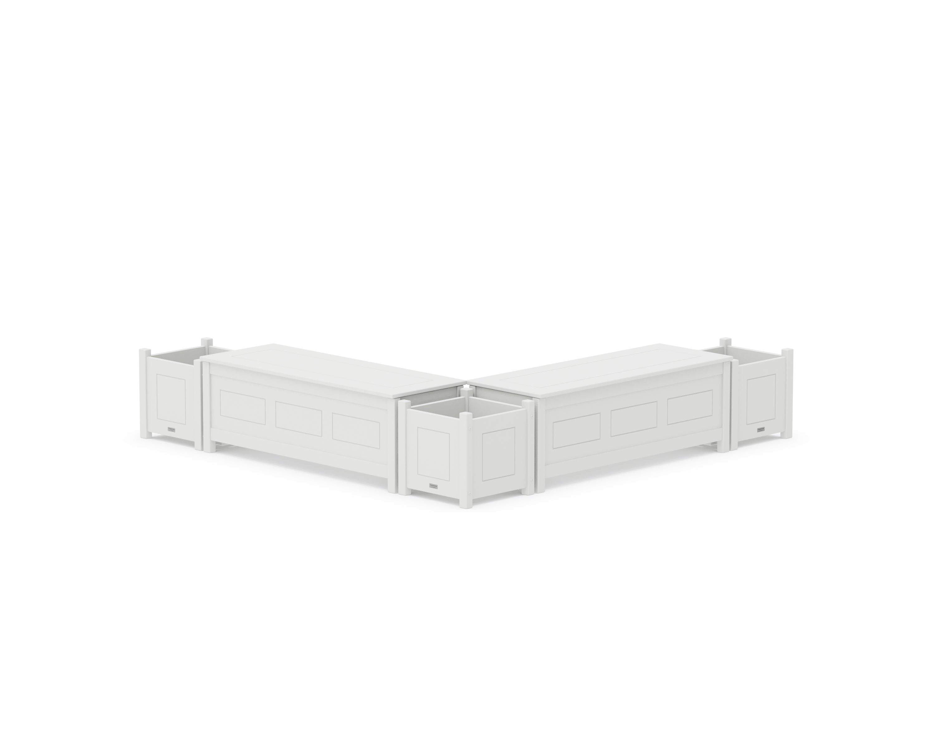 Country Living 48" Country Living L- Shaped Planter Storage Bench Corner Set in White