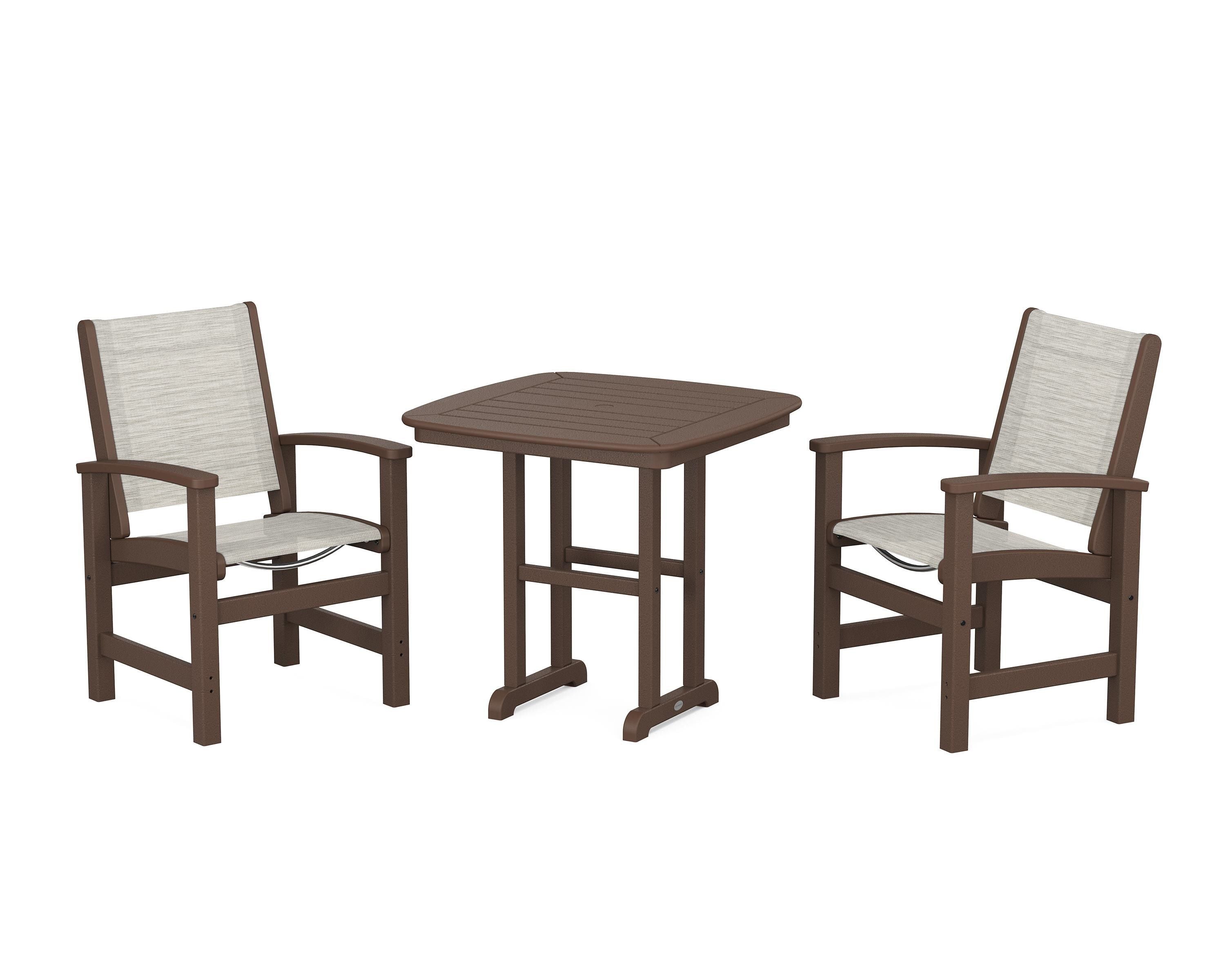 POLYWOOD Coastal 3-Piece Dining Set in Mahogany / Birch Sling