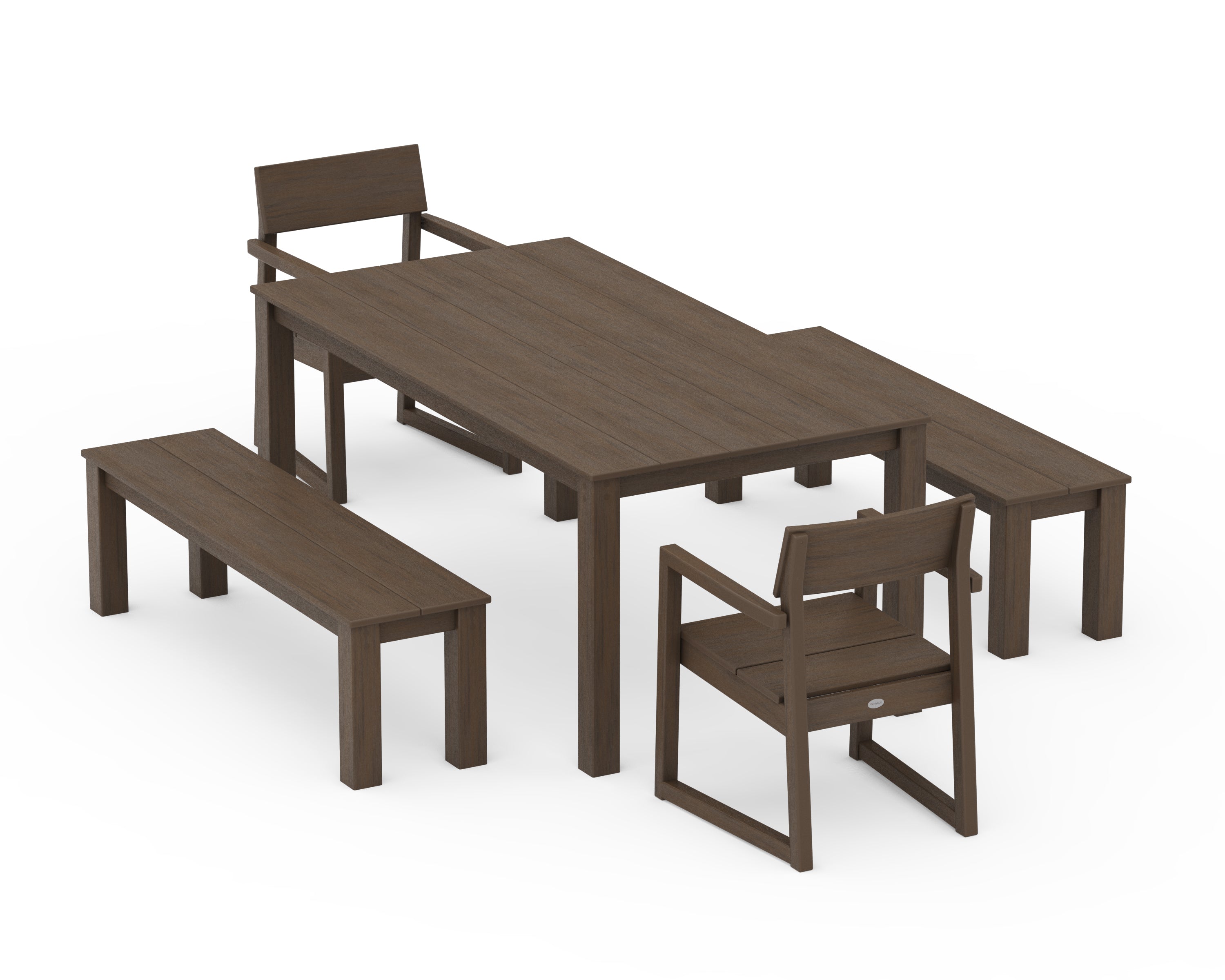POLYWOOD EDGE 5-Piece Parsons Dining Set with Benches in Kona