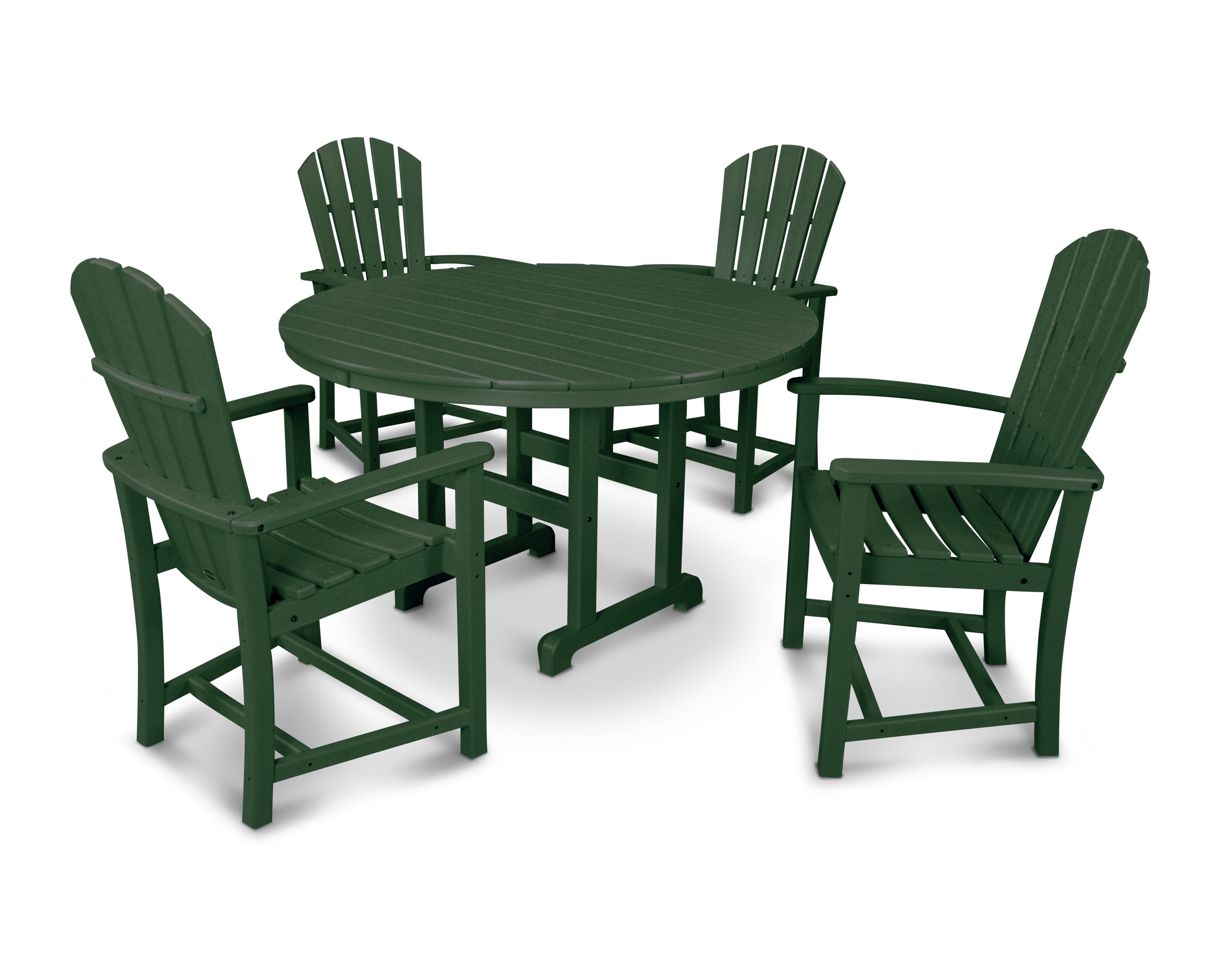 POLYWOOD® Palm Coast 5-Piece Round Farmhouse Dining Set in Green